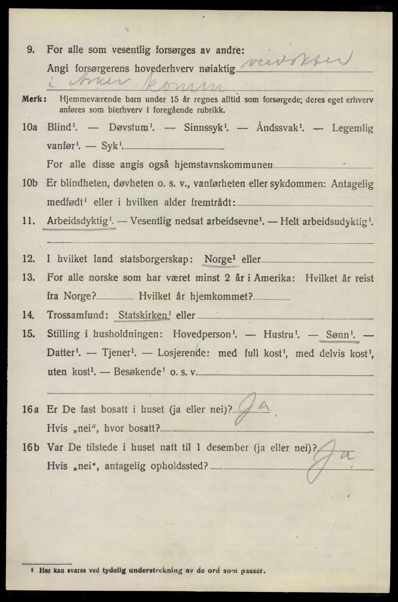 SAO, 1920 census for Asker, 1920, p. 3531