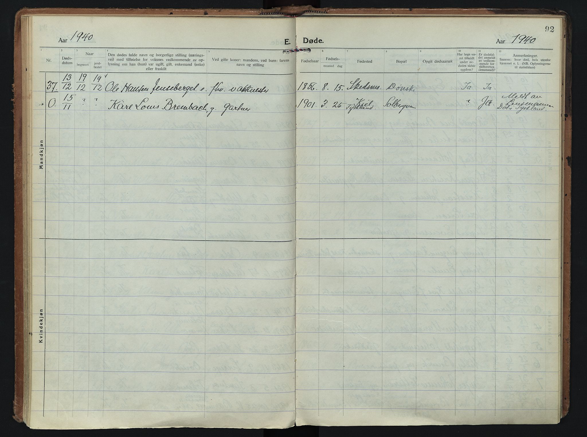 Vestre Bærum prestekontor Kirkebøker, AV/SAO-A-10209a/F/Fa/L0005: Parish register (official) no. 5, 1922-1962, p. 92