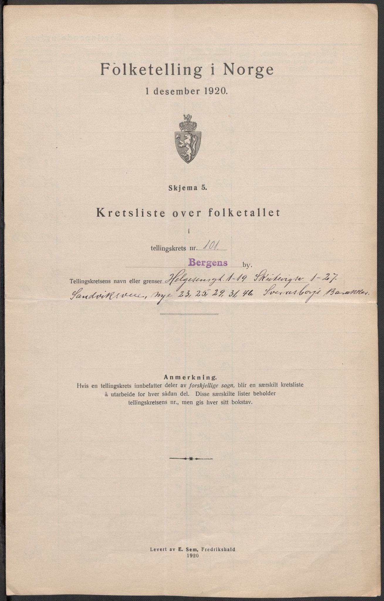 SAB, 1920 census for Bergen, 1920, p. 318
