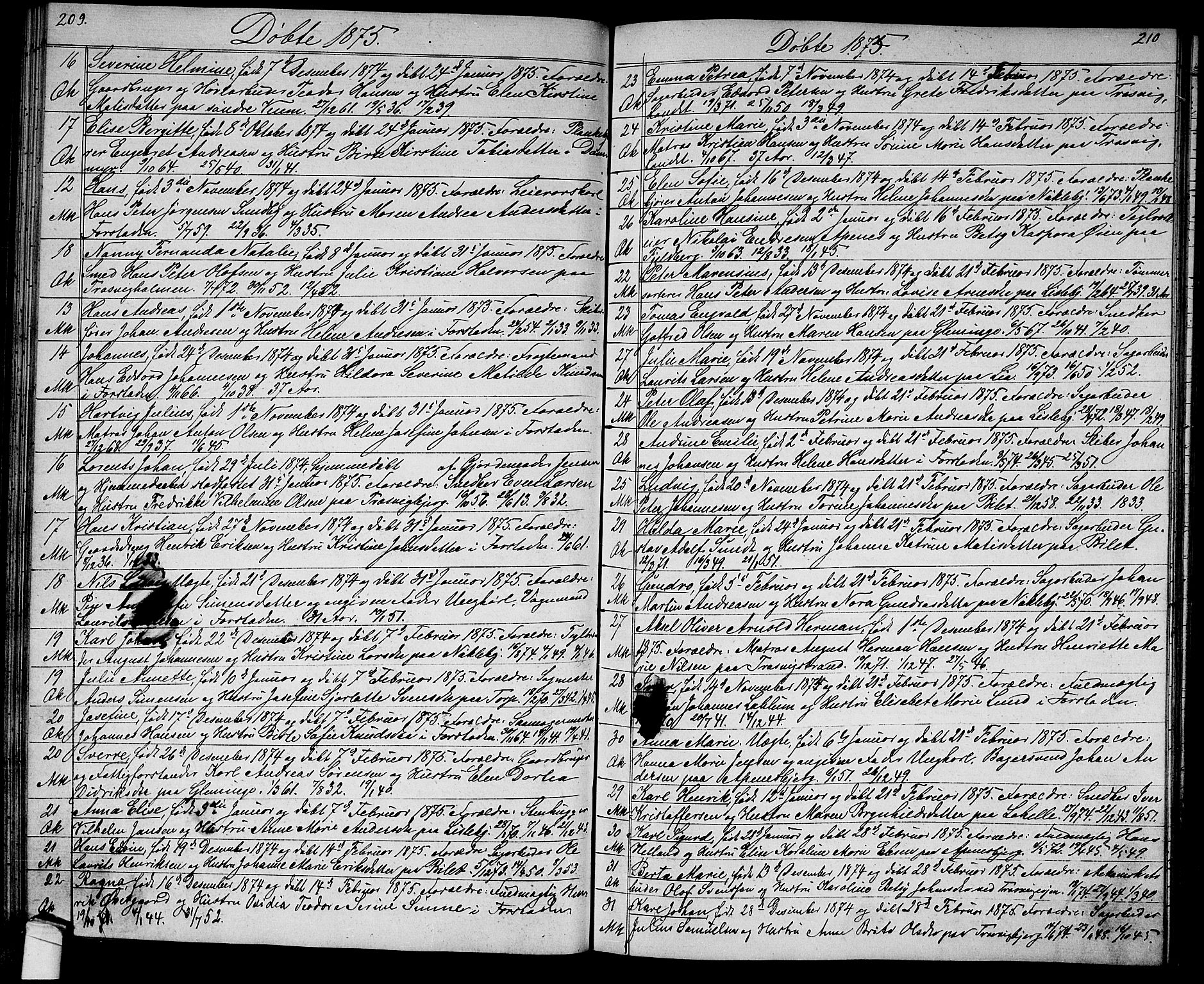 Glemmen prestekontor Kirkebøker, SAO/A-10908/G/Ga/L0004: Parish register (copy) no. 4, 1867-1875, p. 209-210