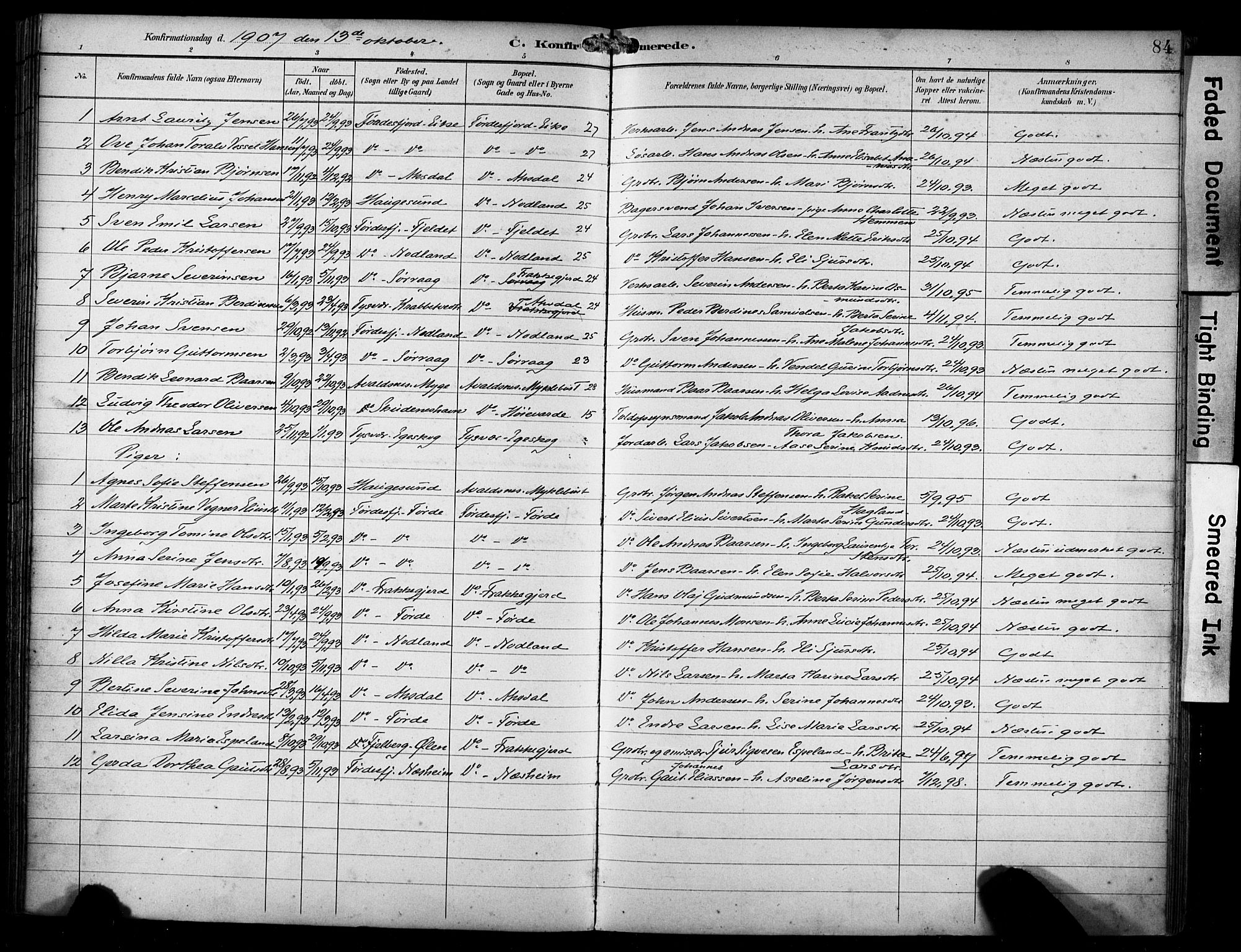 Avaldsnes sokneprestkontor, AV/SAST-A -101851/H/Ha/Haa/L0016: Parish register (official) no. A 16, 1893-1918, p. 84