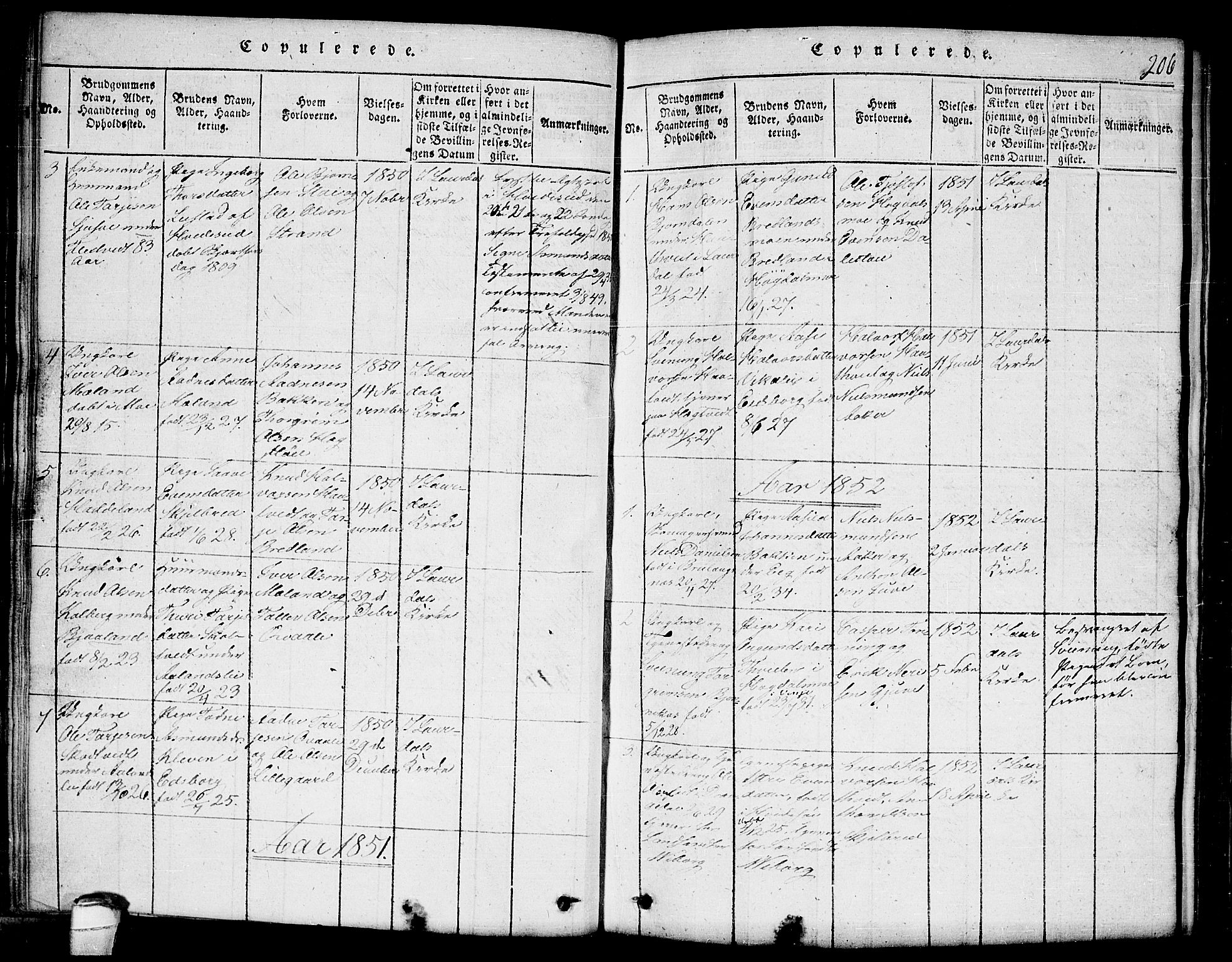 Lårdal kirkebøker, SAKO/A-284/G/Ga/L0001: Parish register (copy) no. I 1, 1815-1861, p. 206
