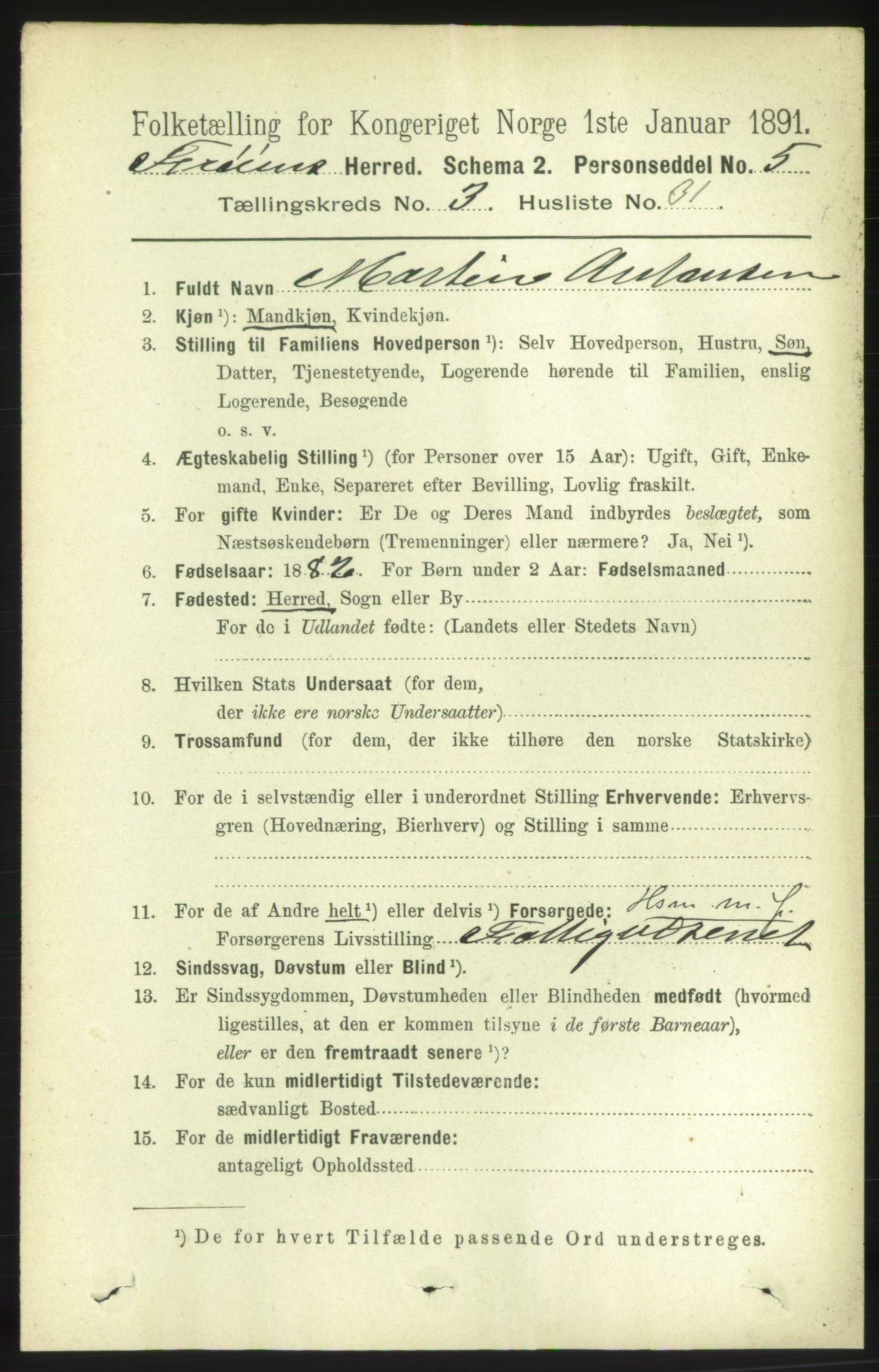 RA, 1891 census for 1619 Frøya, 1891, p. 2170