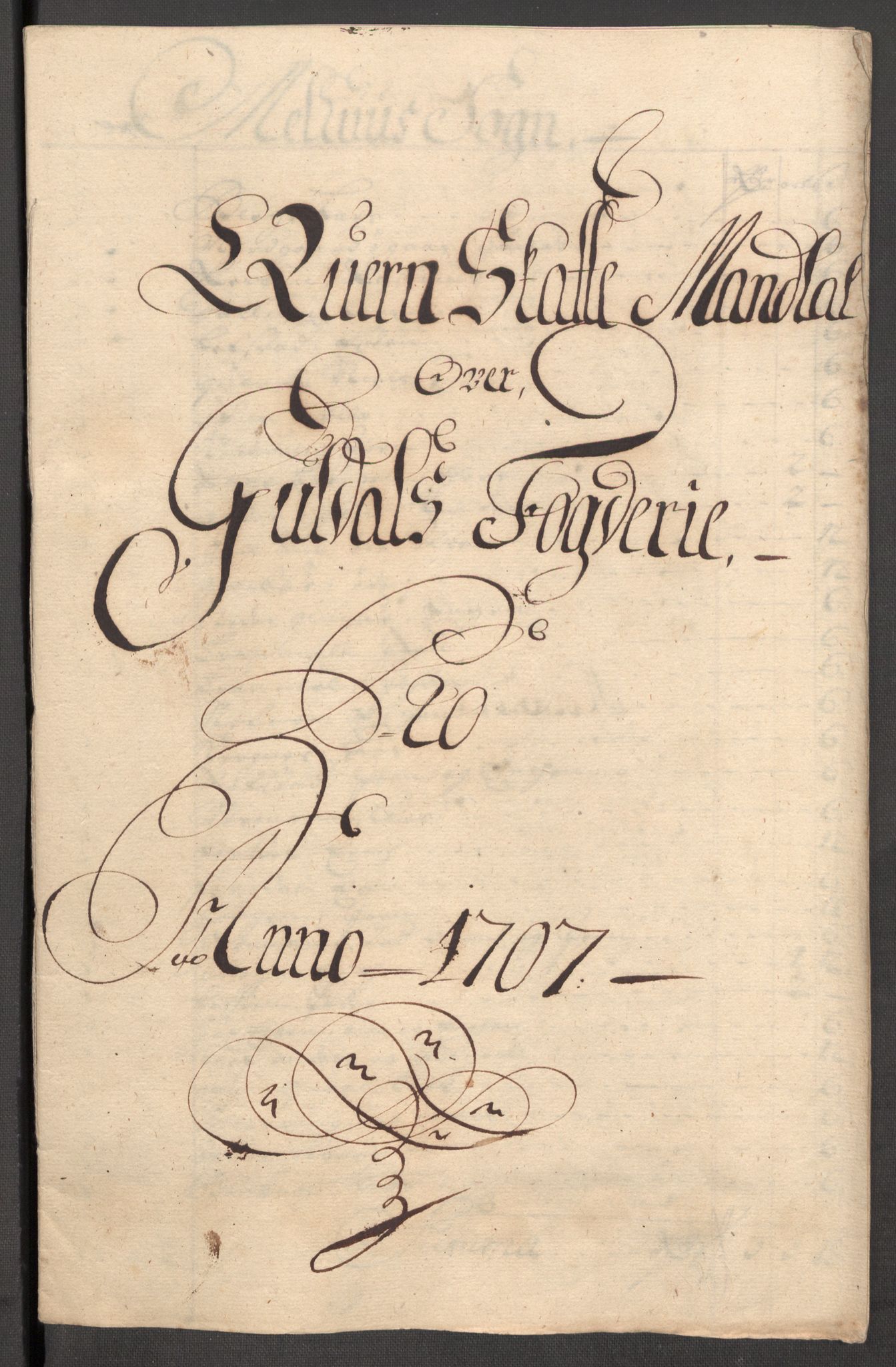Rentekammeret inntil 1814, Reviderte regnskaper, Fogderegnskap, RA/EA-4092/R60/L3957: Fogderegnskap Orkdal og Gauldal, 1707, p. 241