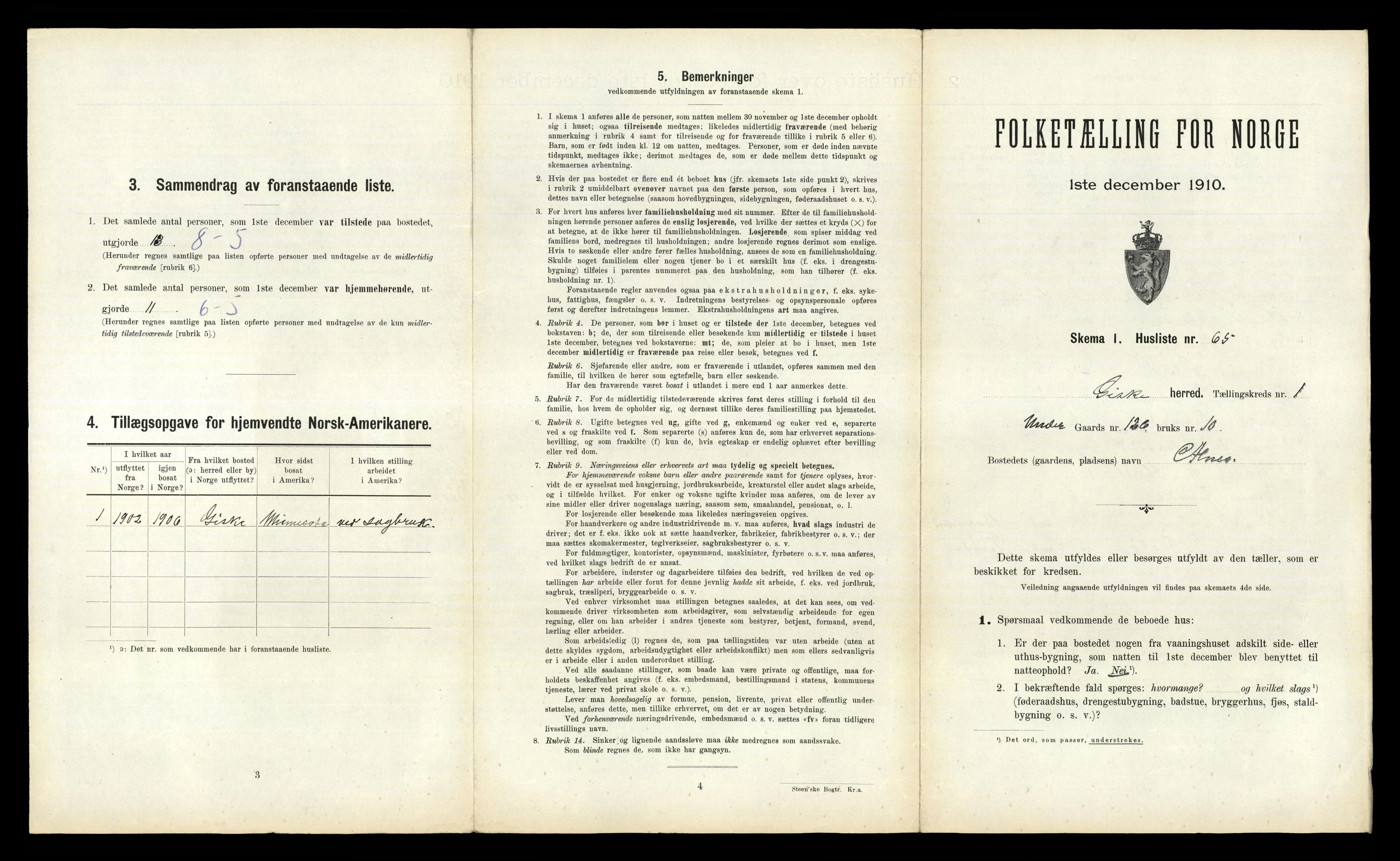 RA, 1910 census for Giske, 1910, p. 147