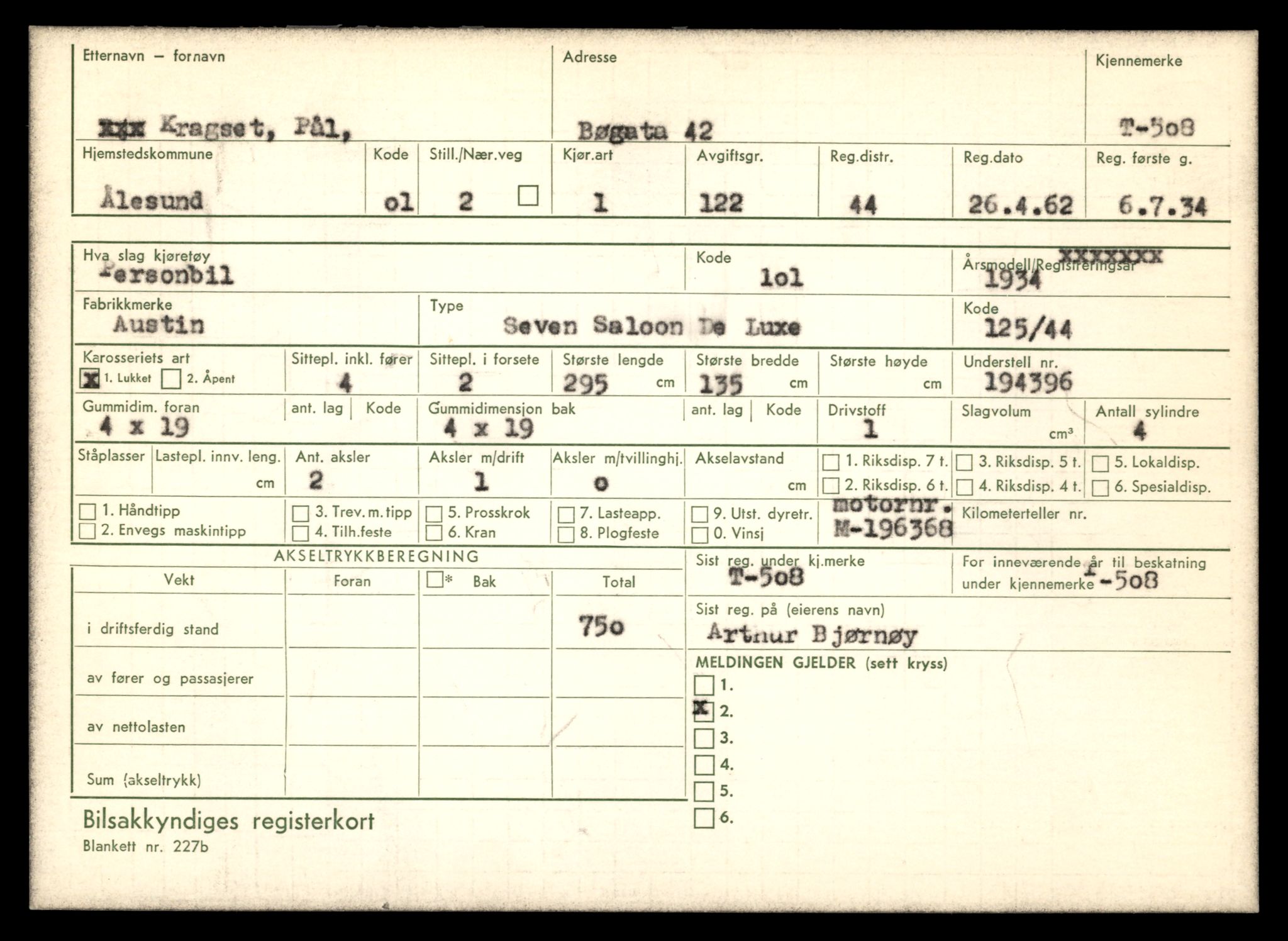 Møre og Romsdal vegkontor - Ålesund trafikkstasjon, AV/SAT-A-4099/F/Fe/L0005: Registreringskort for kjøretøy T 443 - T 546, 1927-1998, p. 1165