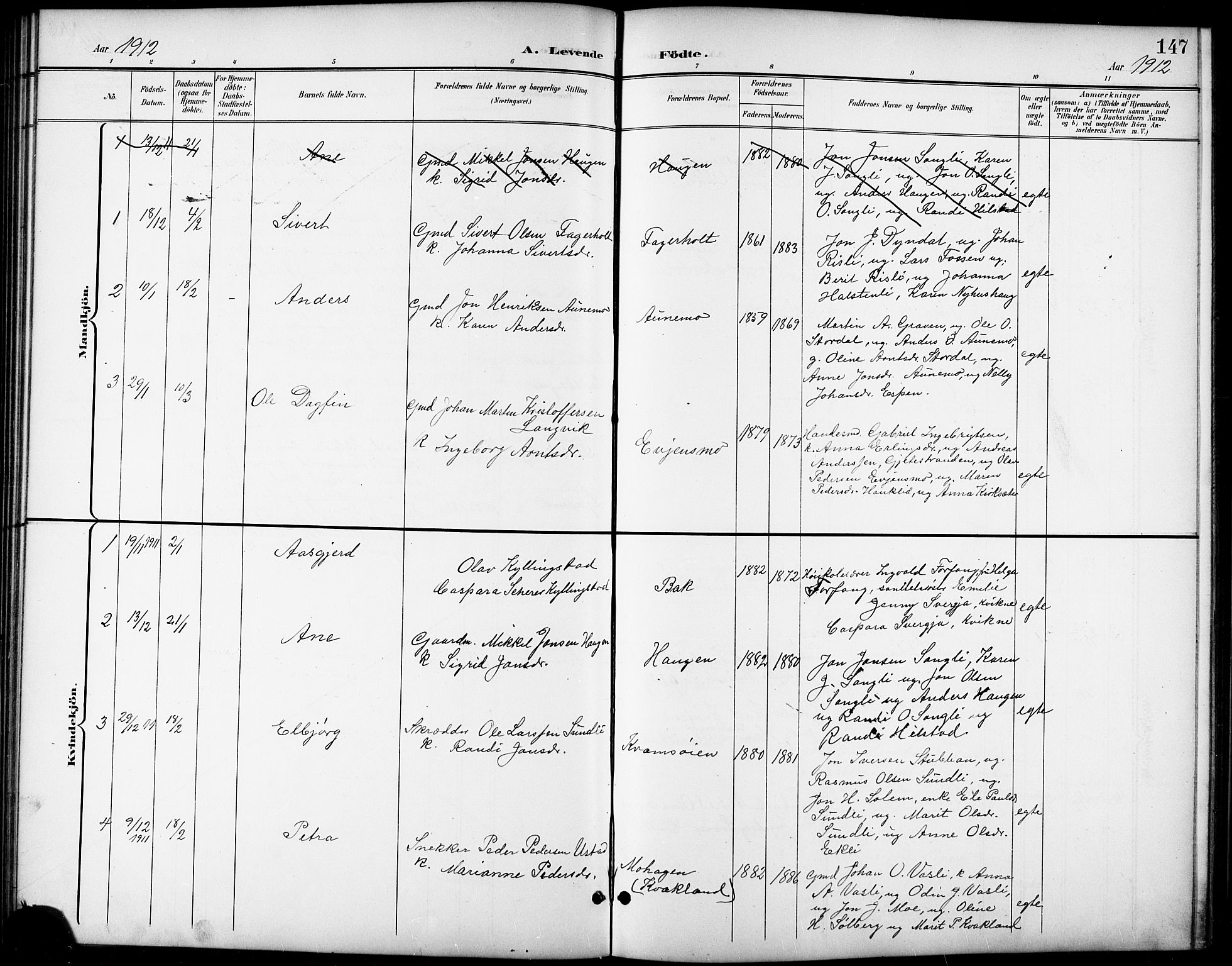 Ministerialprotokoller, klokkerbøker og fødselsregistre - Sør-Trøndelag, SAT/A-1456/668/L0819: Parish register (copy) no. 668C08, 1899-1912, p. 147