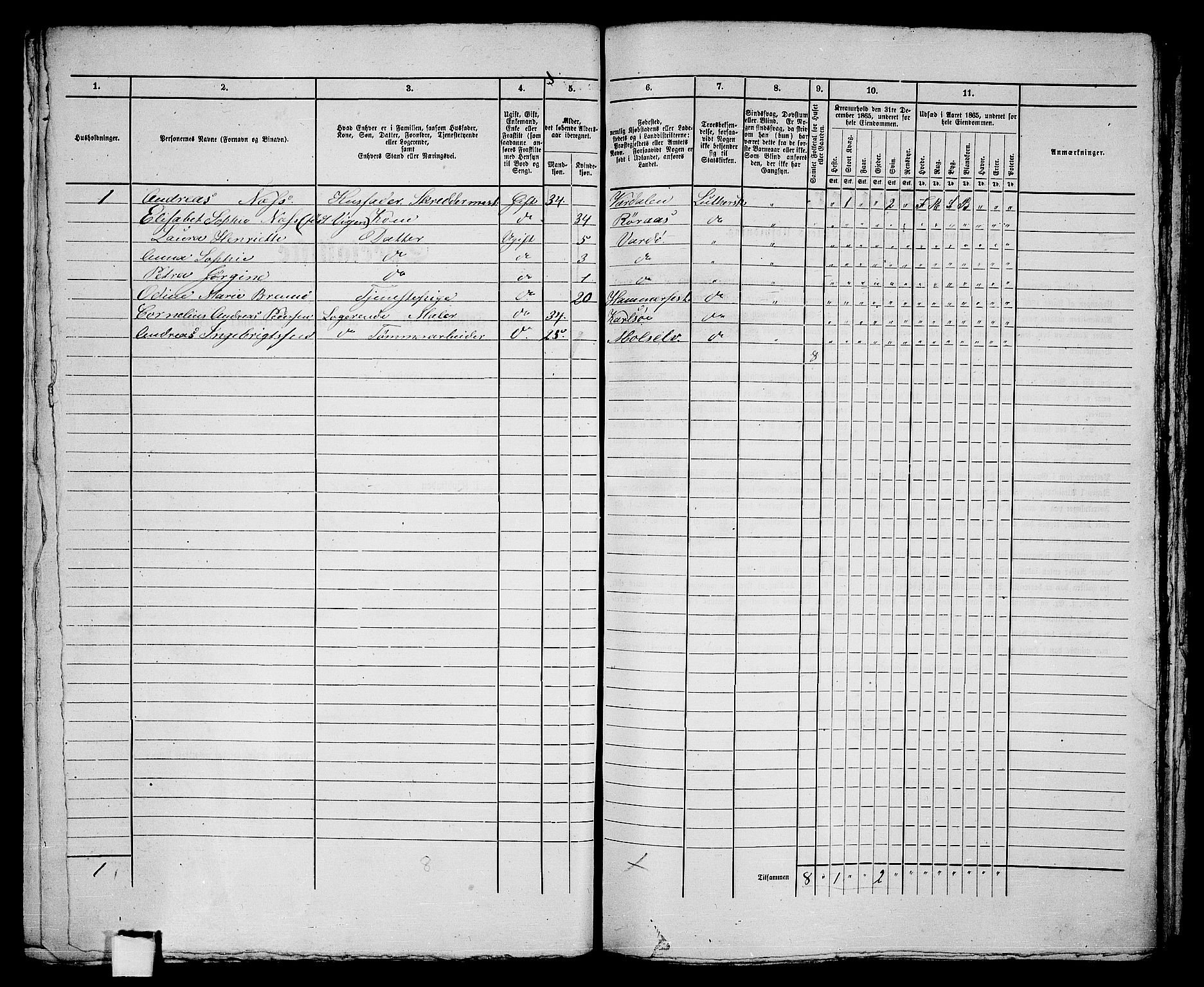 RA, 1865 census for Vardø/Vardø, 1865, p. 91