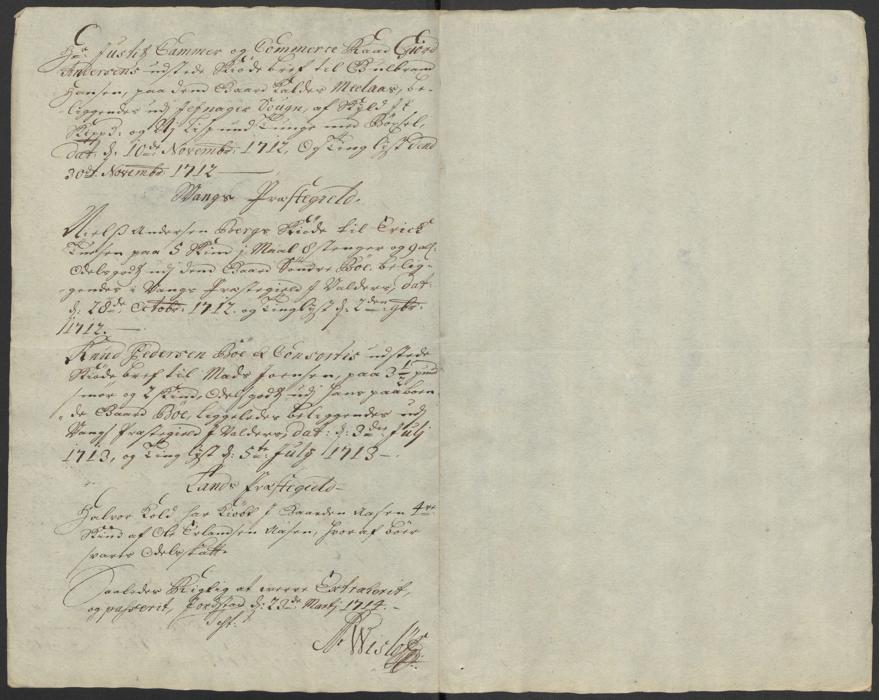 Rentekammeret inntil 1814, Reviderte regnskaper, Fogderegnskap, RA/EA-4092/R18/L1311: Fogderegnskap Hadeland, Toten og Valdres, 1713, p. 245