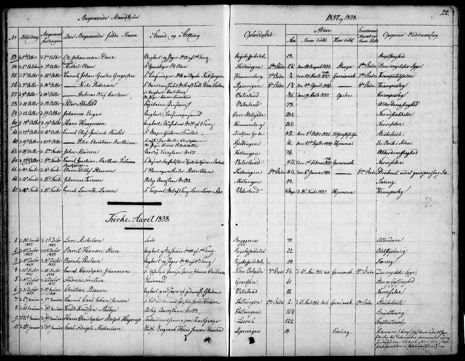 Garnisonsmenigheten Kirkebøker, AV/SAO-A-10846/F/Fa/L0007: Parish register (official) no. 7, 1828-1881, p. 22