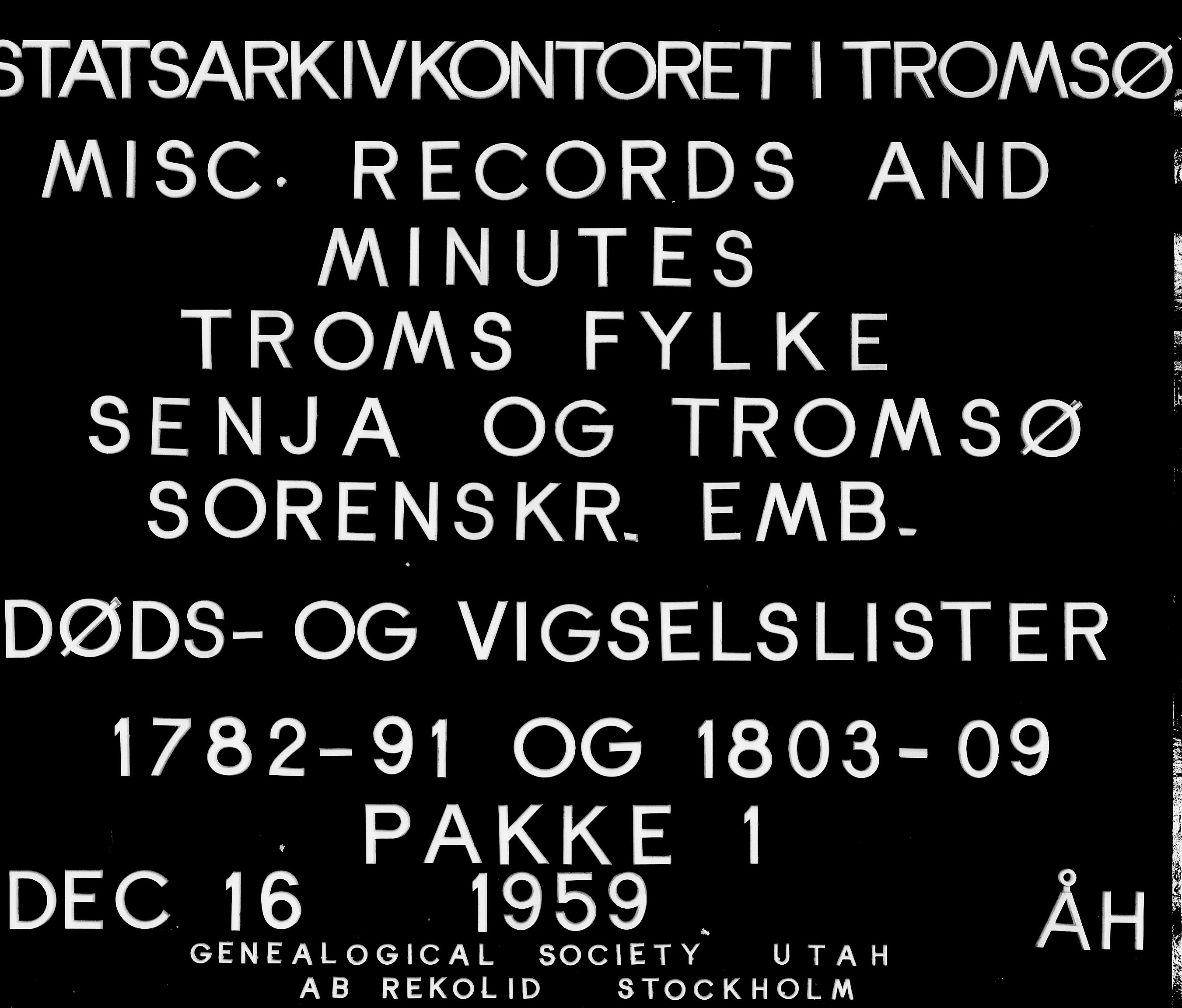 Senja og Tromsø sorenskriveri , AV/SATØ-SATØ-31/H/Hg, 1782-1854, p. 1