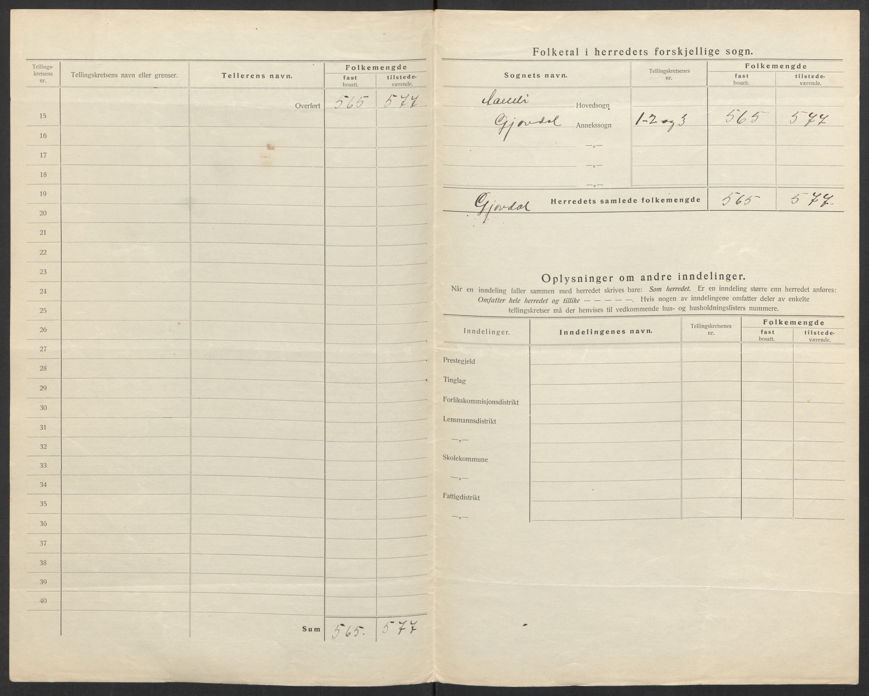 SAK, 1920 census for Gjøvdal, 1920, p. 7