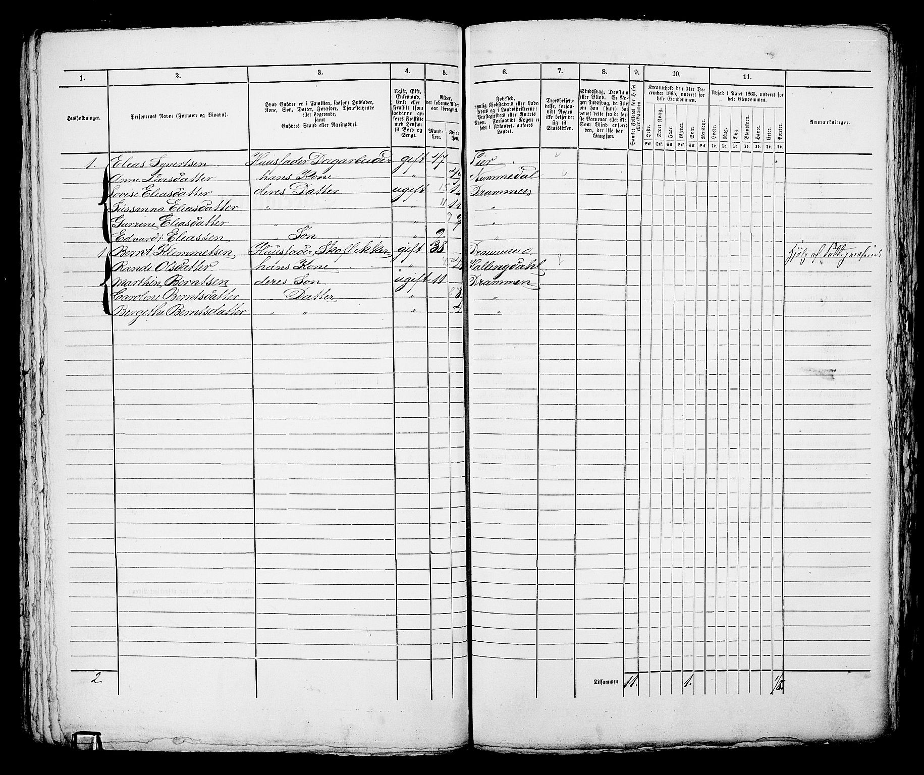 RA, 1865 census for Bragernes in Drammen, 1865, p. 176