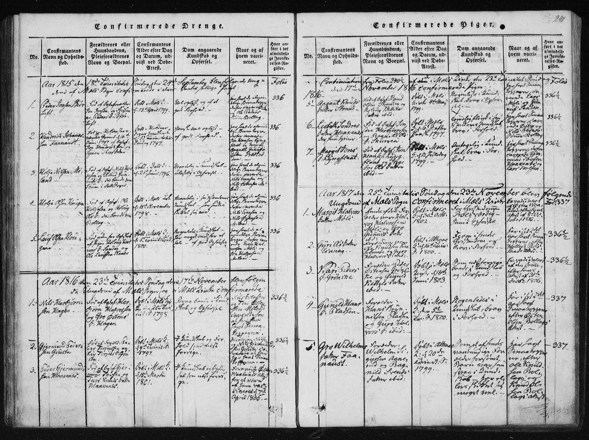 Tinn kirkebøker, AV/SAKO-A-308/F/Fb/L0001: Parish register (official) no. II 1, 1815-1843, p. 241