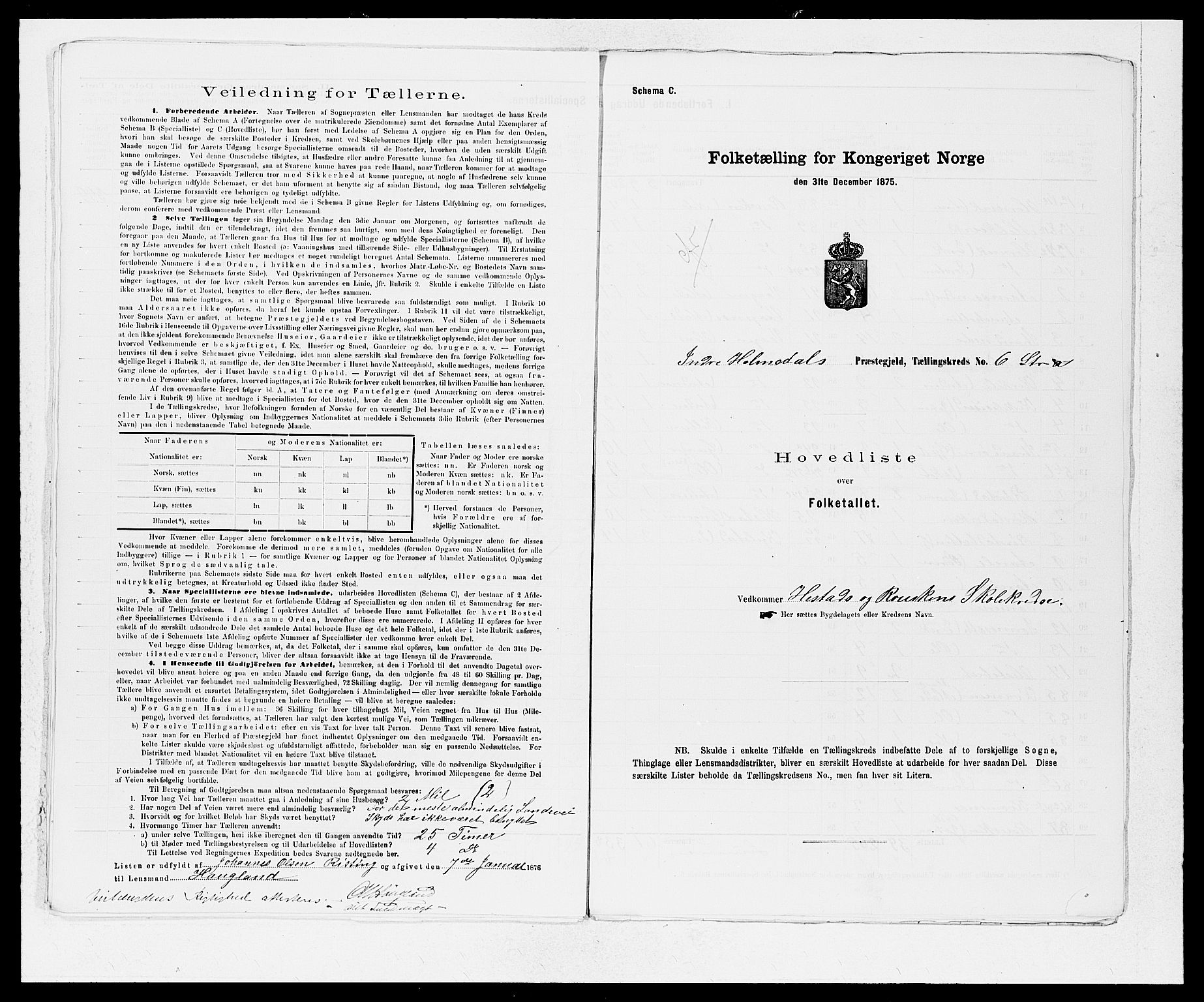 SAB, 1875 census for 1430P Indre Holmedal, 1875, p. 16