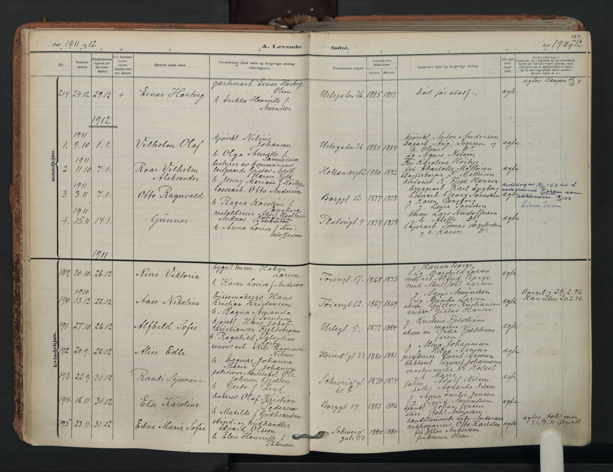 Grønland prestekontor Kirkebøker, SAO/A-10848/F/Fa/L0018: Parish register (official) no. 18, 1911-1945, p. 25