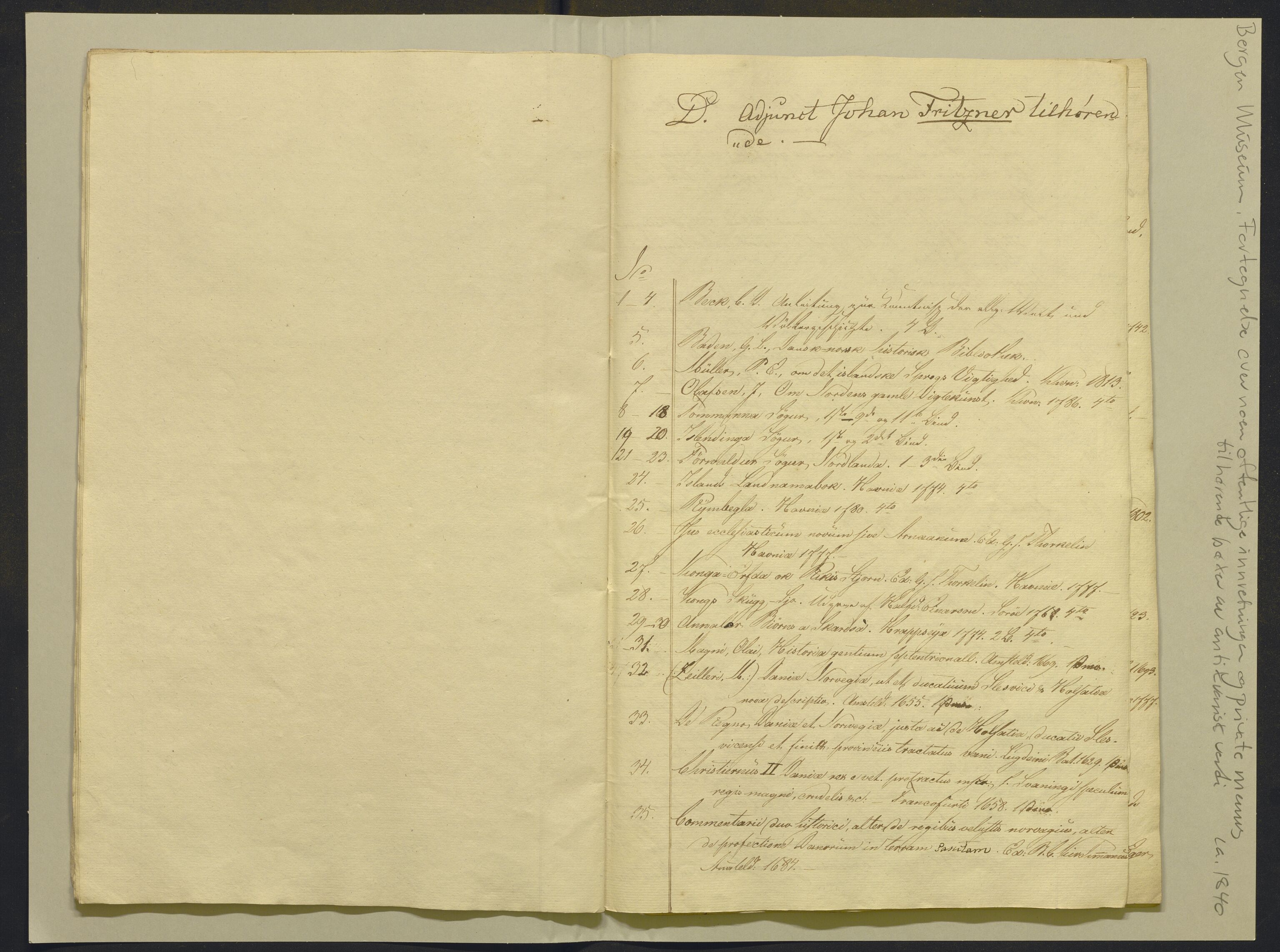Bergens Museum, AV/SAB-A-17301/02/F/L0001: Kataloger over gjenstander og pergamentbrev , 1825-1880, p. 203