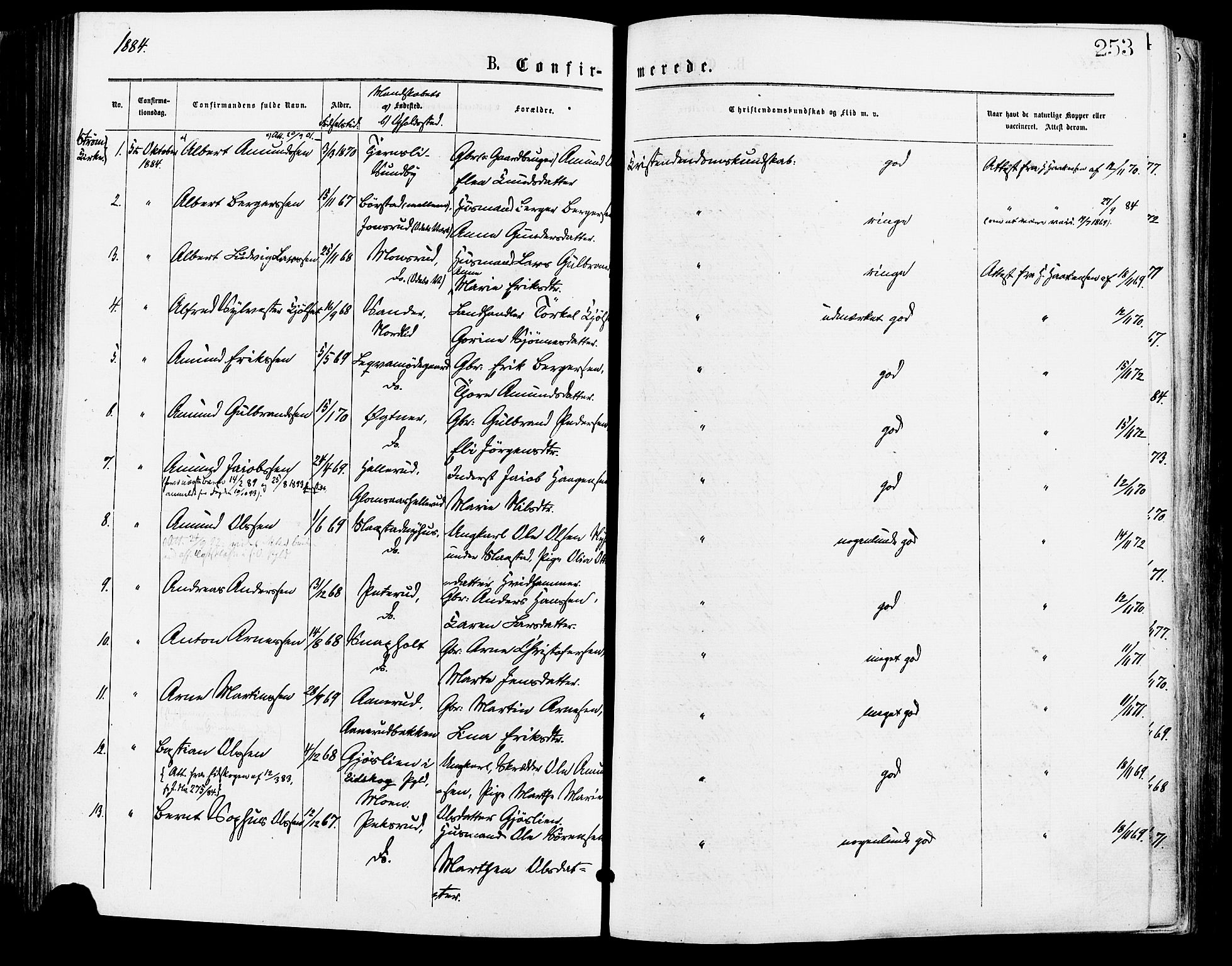 Sør-Odal prestekontor, AV/SAH-PREST-030/H/Ha/Haa/L0005: Parish register (official) no. 5, 1876-1885, p. 253