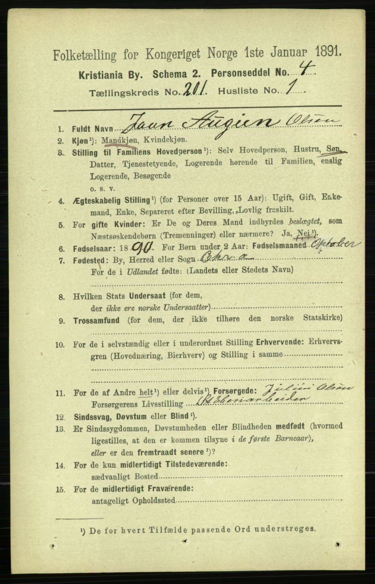 RA, 1891 census for 0301 Kristiania, 1891, p. 120952