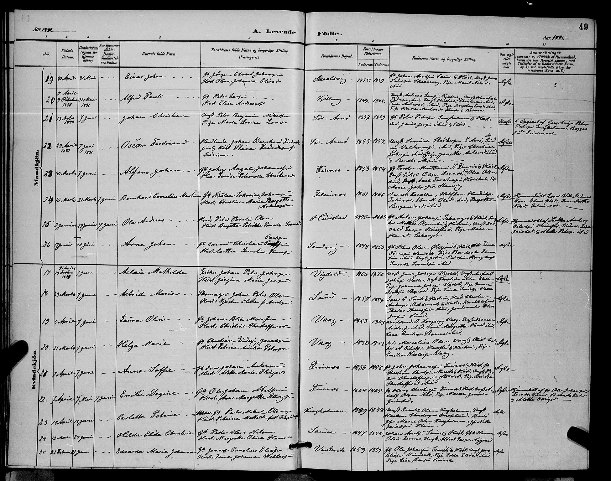 Ministerialprotokoller, klokkerbøker og fødselsregistre - Nordland, AV/SAT-A-1459/805/L0108: Parish register (copy) no. 805C04, 1885-1899, p. 49