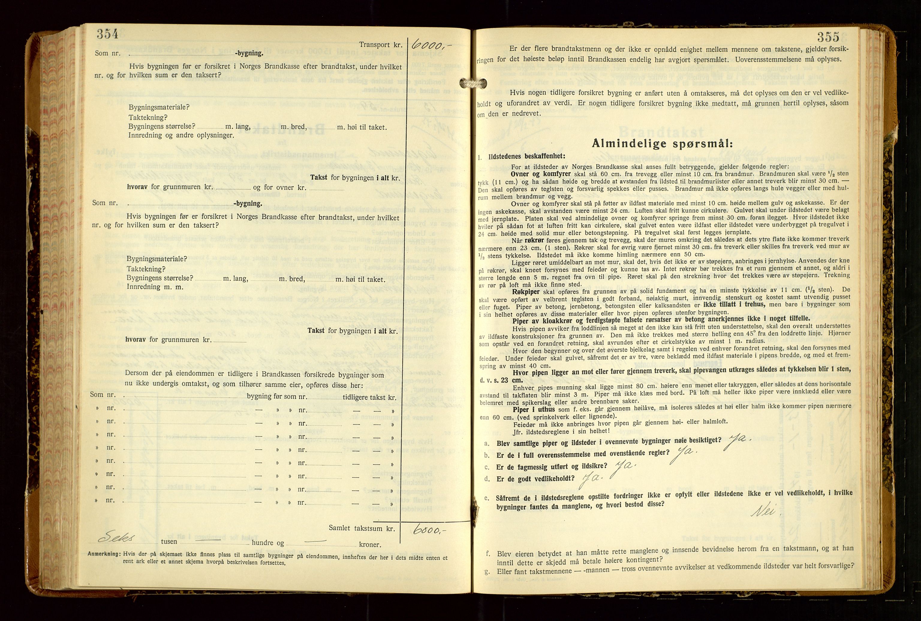 Eigersund lensmannskontor, AV/SAST-A-100171/Gob/L0007: "Brandtakstprotokoll", 1938-1955, p. 354-355