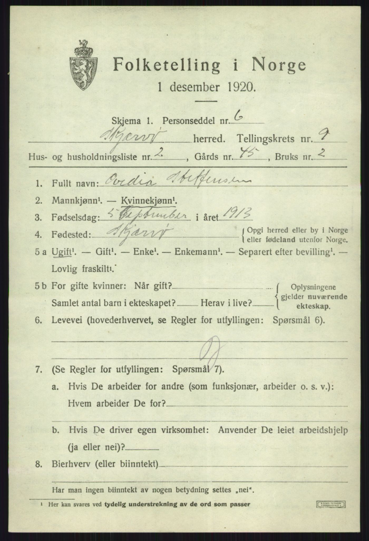 SATØ, 1920 census for Skjervøy, 1920, p. 5133