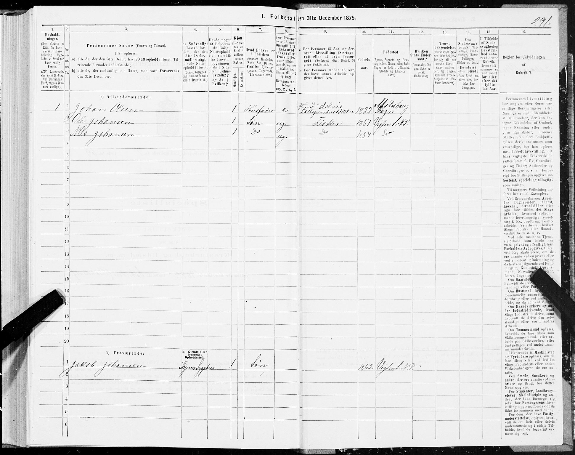 SAT, 1875 census for 1751P Nærøy, 1875, p. 3291