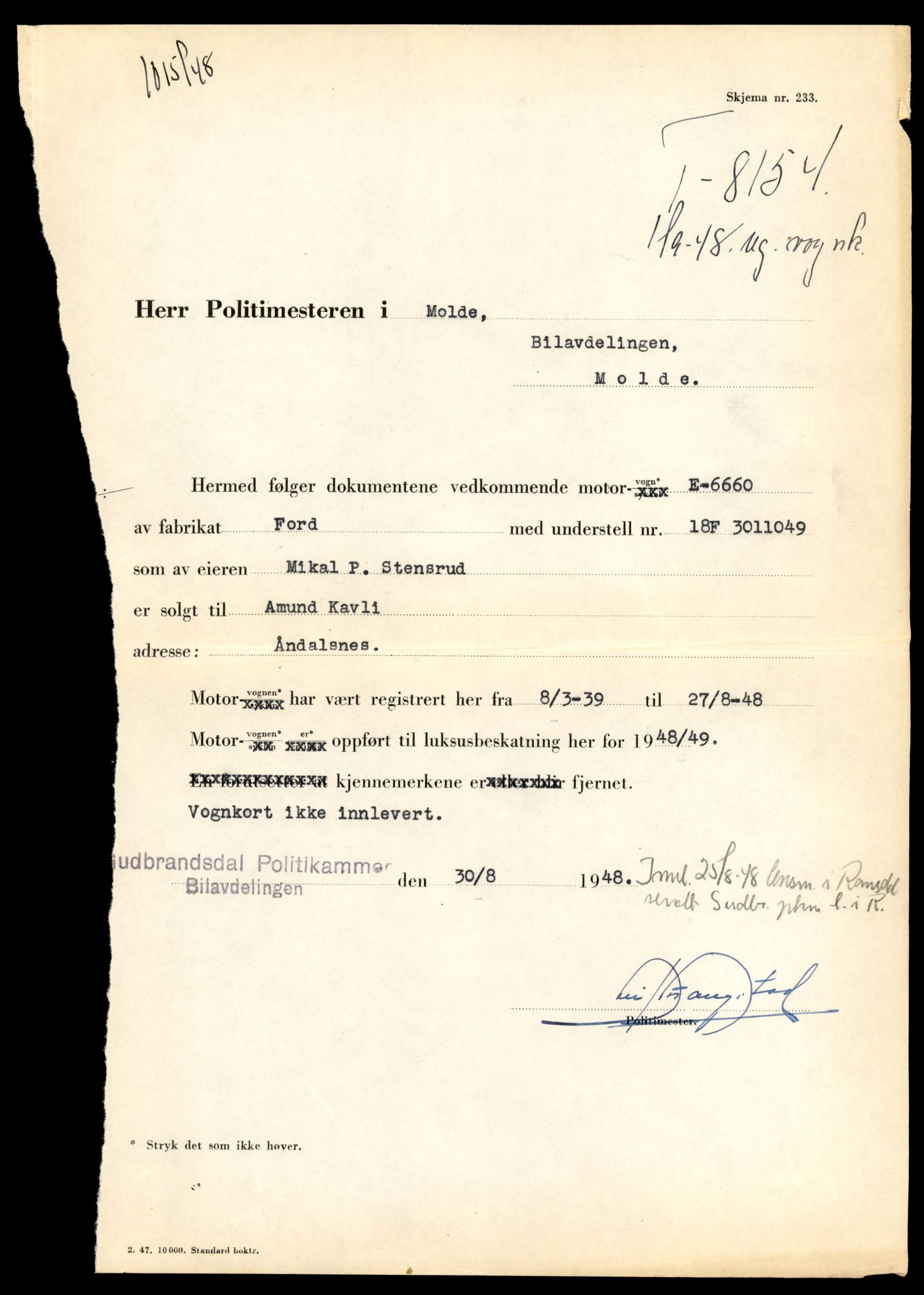 Møre og Romsdal vegkontor - Ålesund trafikkstasjon, AV/SAT-A-4099/F/Fe/L0025: Registreringskort for kjøretøy T 10931 - T 11045, 1927-1998, p. 1495