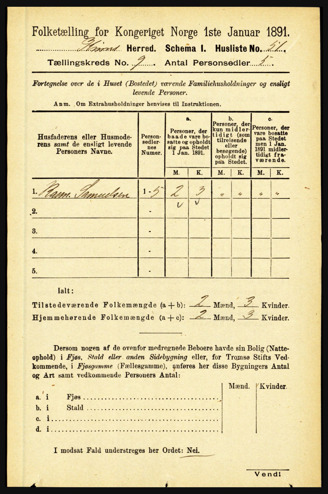 RA, 1891 census for 1437 Kinn, 1891, p. 3451