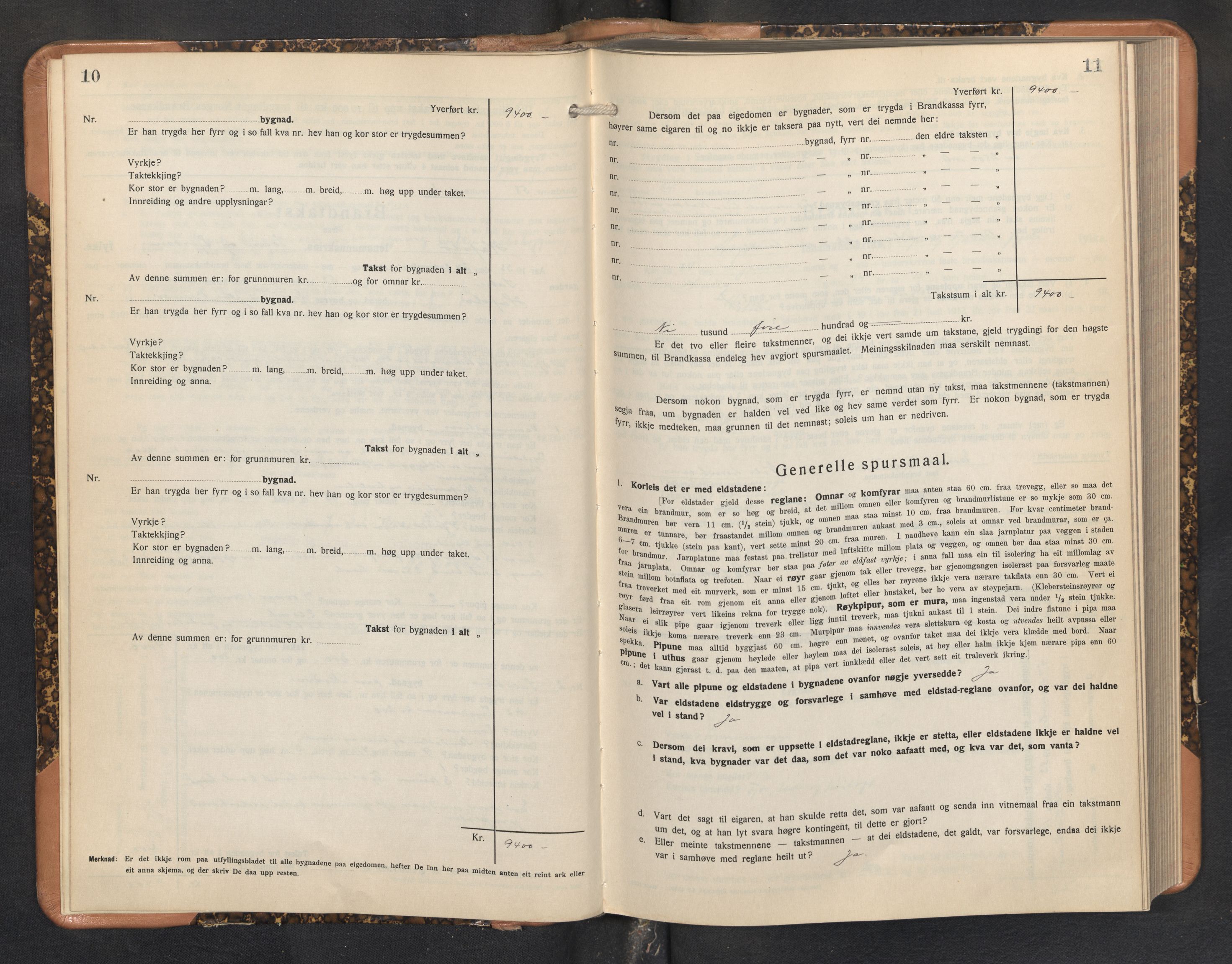 Lensmannen i Hafslo, AV/SAB-A-28001/0012/L0009: Branntakstprotokoll, skjematakst, 1933-1939, p. 10-11