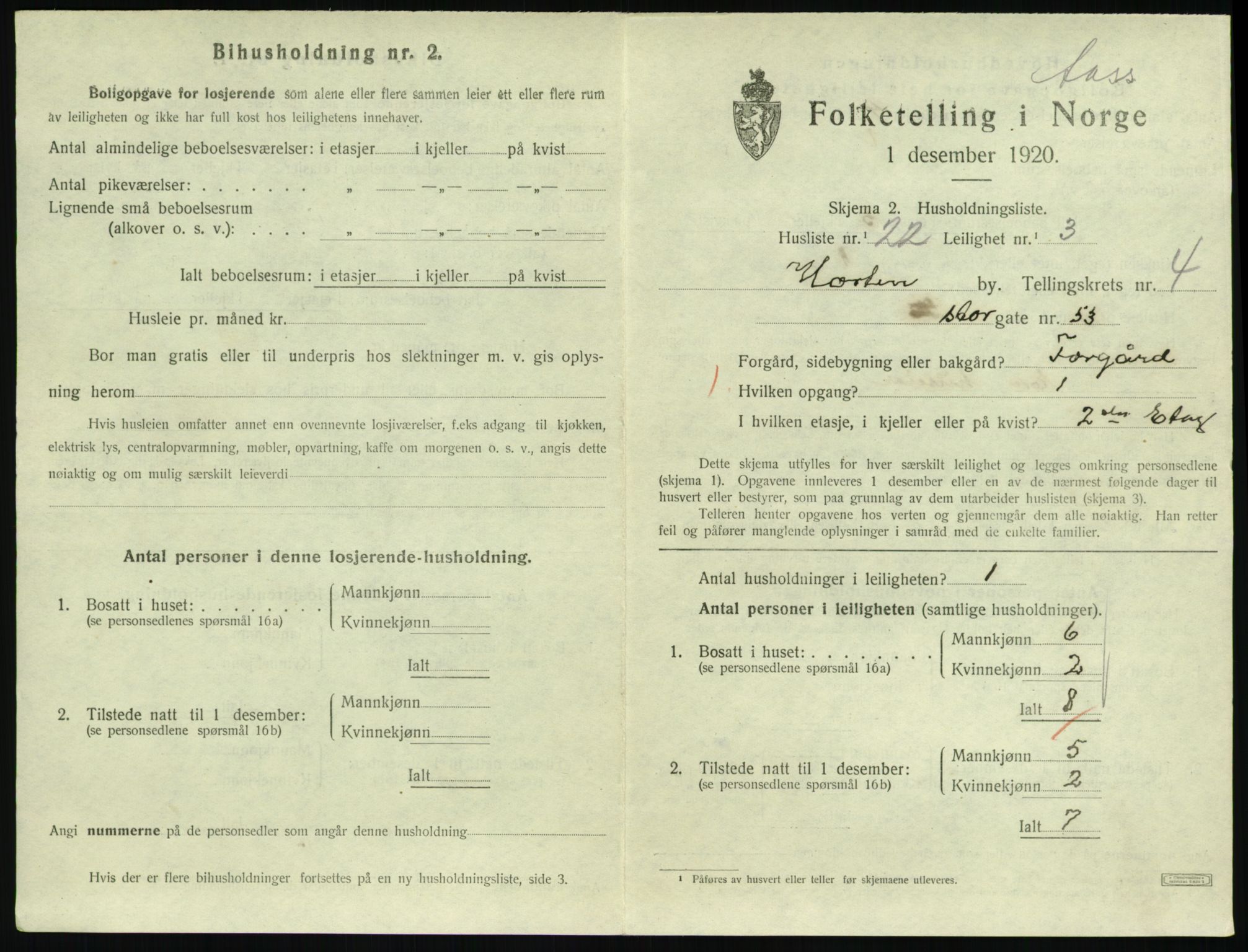 SAKO, 1920 census for Horten, 1920, p. 4903