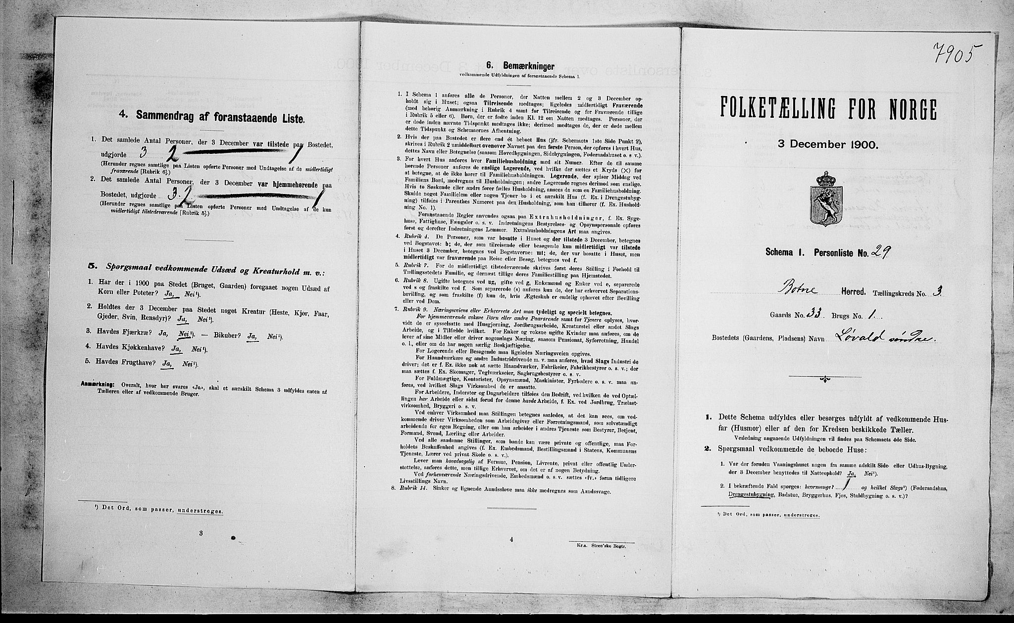 RA, 1900 census for Botne, 1900, p. 377