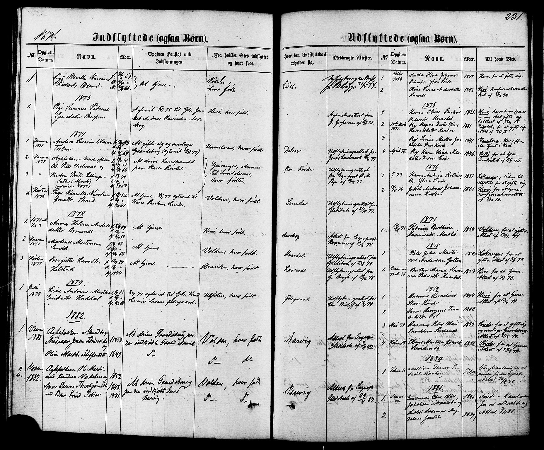 Ministerialprotokoller, klokkerbøker og fødselsregistre - Møre og Romsdal, AV/SAT-A-1454/504/L0055: Parish register (official) no. 504A02, 1861-1884, p. 231