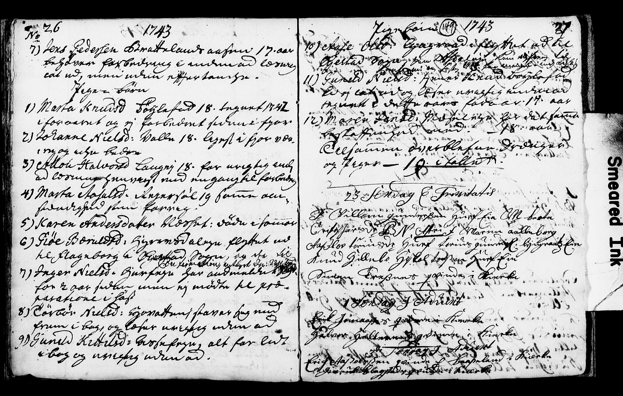 Froland sokneprestkontor, AV/SAK-1111-0013/F/Fb/L0001: Parish register (copy) no. B 1, 1742-1745, p. 26-27