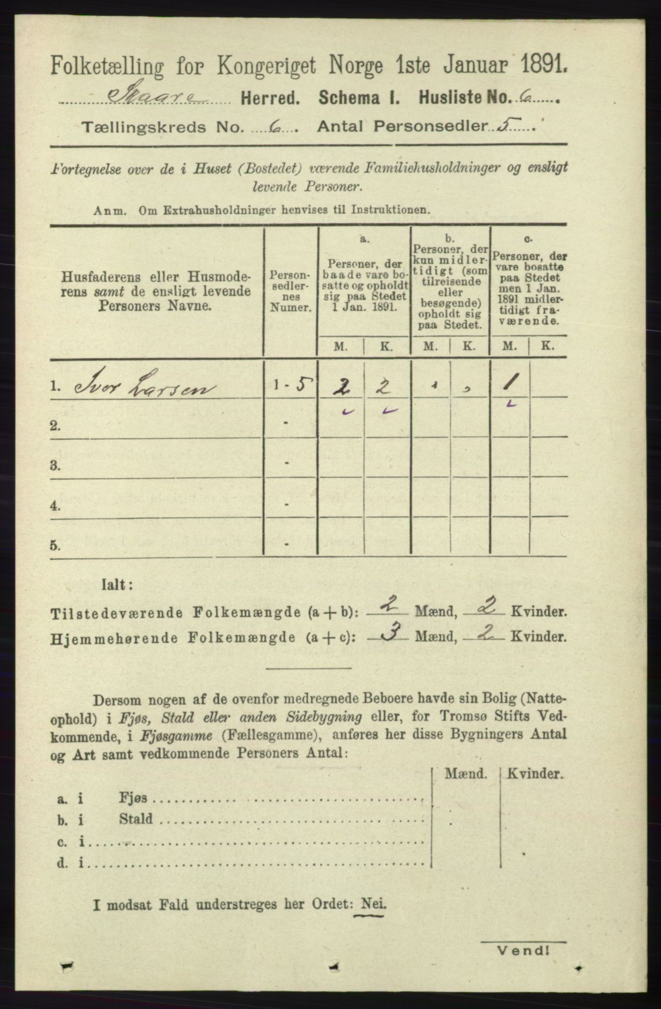 RA, 1891 census for 1153 Skåre, 1891, p. 2376