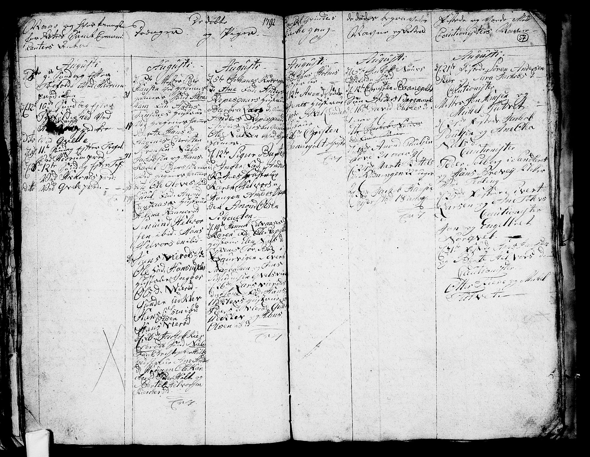 Hedrum kirkebøker, AV/SAKO-A-344/G/Ga/L0001: Parish register (copy) no. I 1, 1787-1802, p. 57