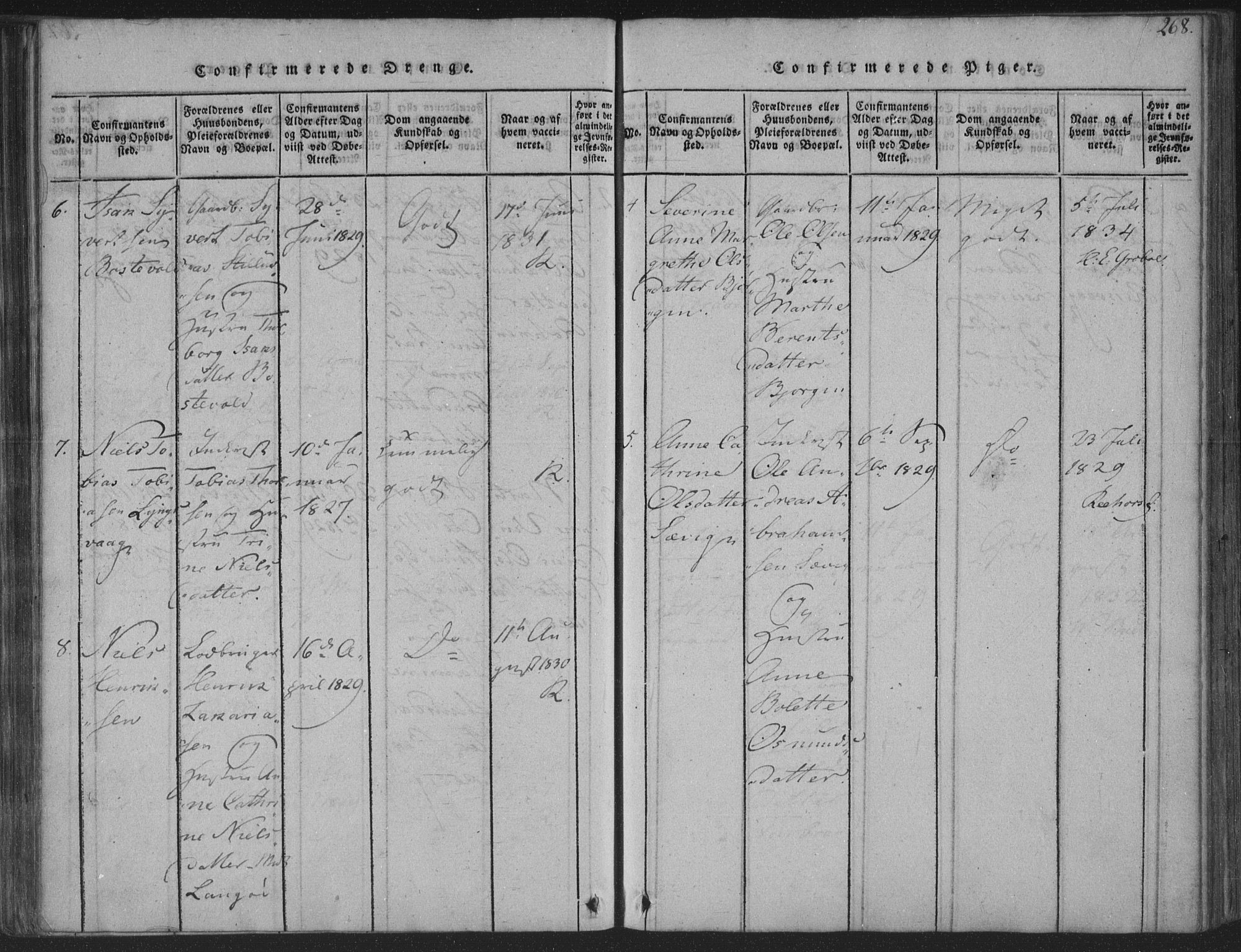 Herad sokneprestkontor, SAK/1111-0018/F/Fa/Fab/L0002: Parish register (official) no. A 2, 1816-1844, p. 268