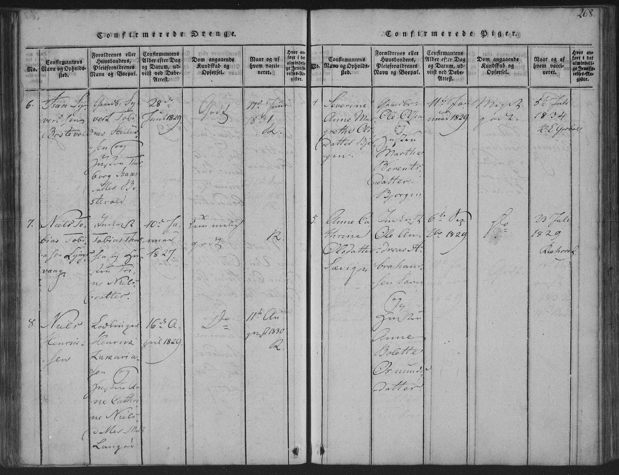 Herad sokneprestkontor, AV/SAK-1111-0018/F/Fa/Fab/L0002: Parish register (official) no. A 2, 1816-1844, p. 268