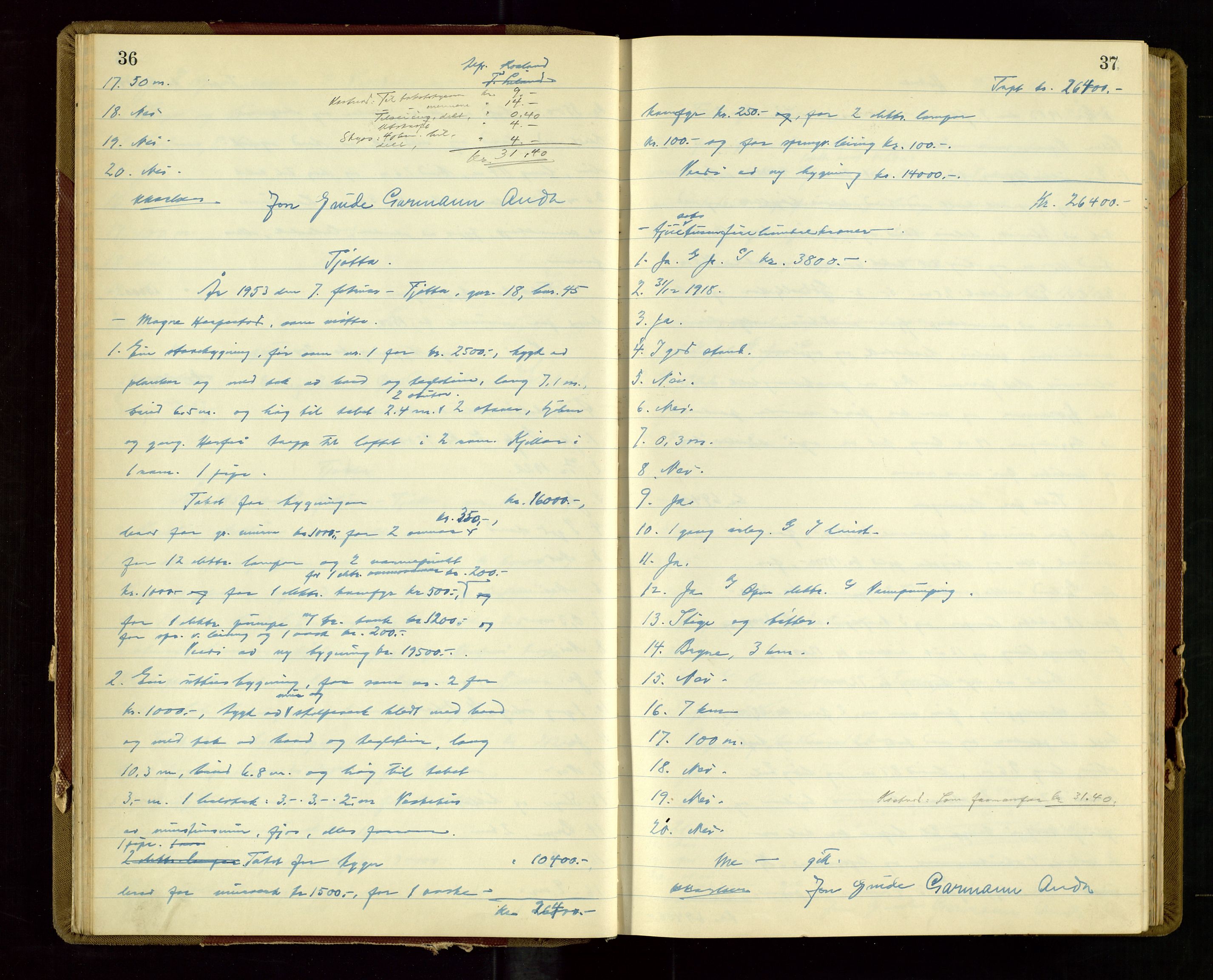 Klepp lensmannskontor, AV/SAST-A-100163/Gob/L0009: "Branntakstprotokoll", 1952-1955, p. 36-37