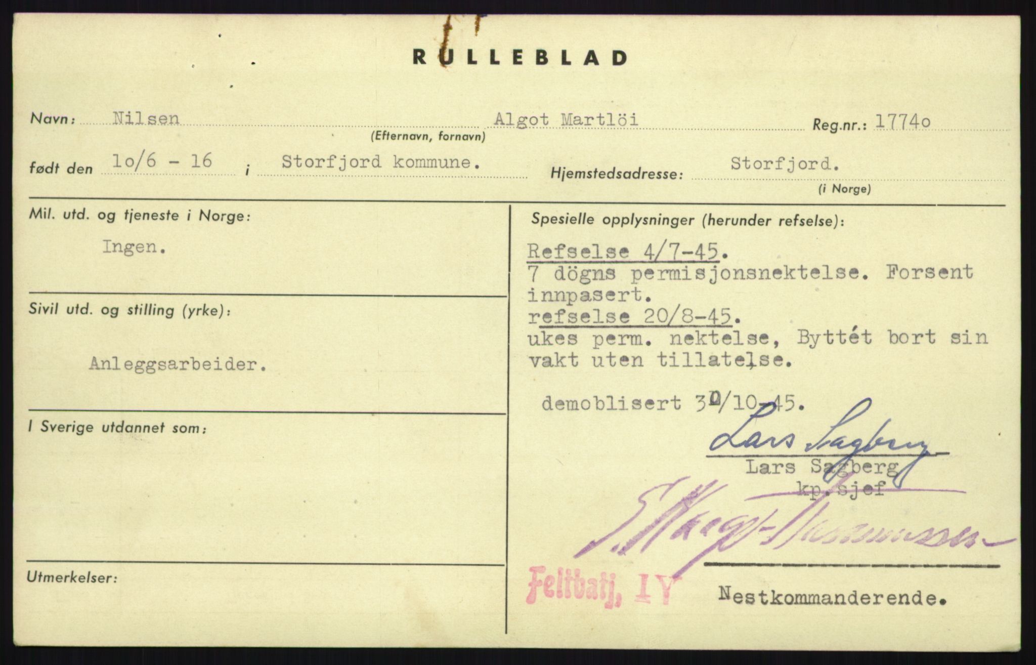 Forsvaret, Troms infanteriregiment nr. 16, AV/RA-RAFA-3146/P/Pa/L0021: Rulleblad for regimentets menige mannskaper, årsklasse 1937, 1937, p. 827