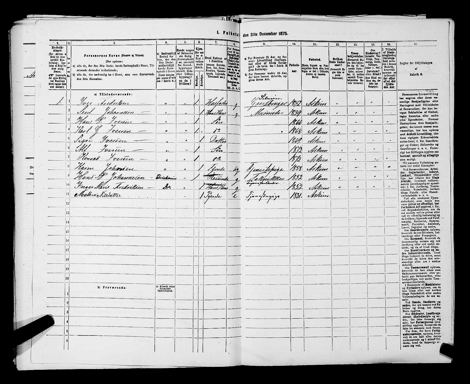 RA, 1875 census for 0124P Askim, 1875, p. 615