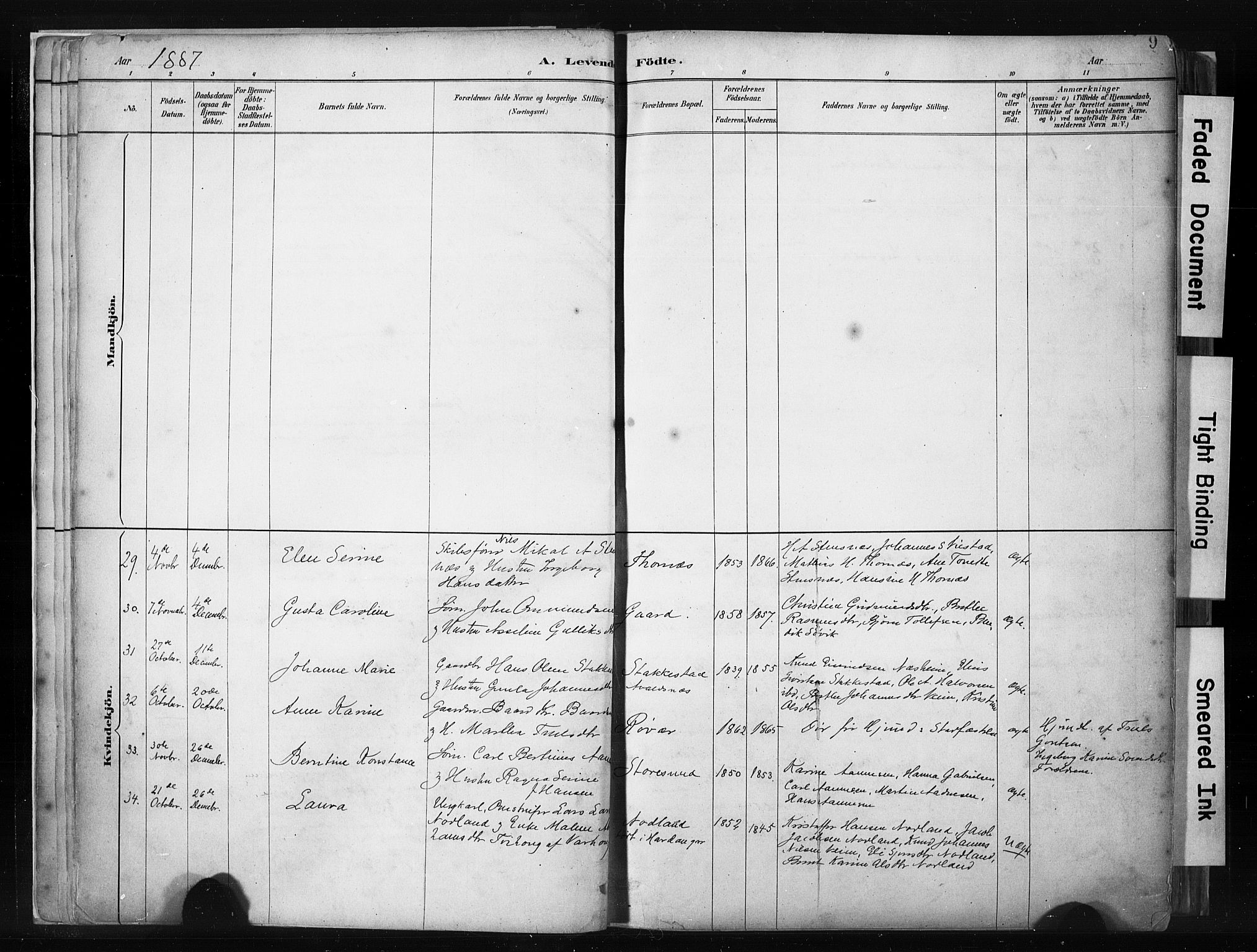 Haugesund sokneprestkontor, AV/SAST-A -101863/H/Ha/Haa/L0004: Parish register (official) no. A 4, 1886-1908, p. 9