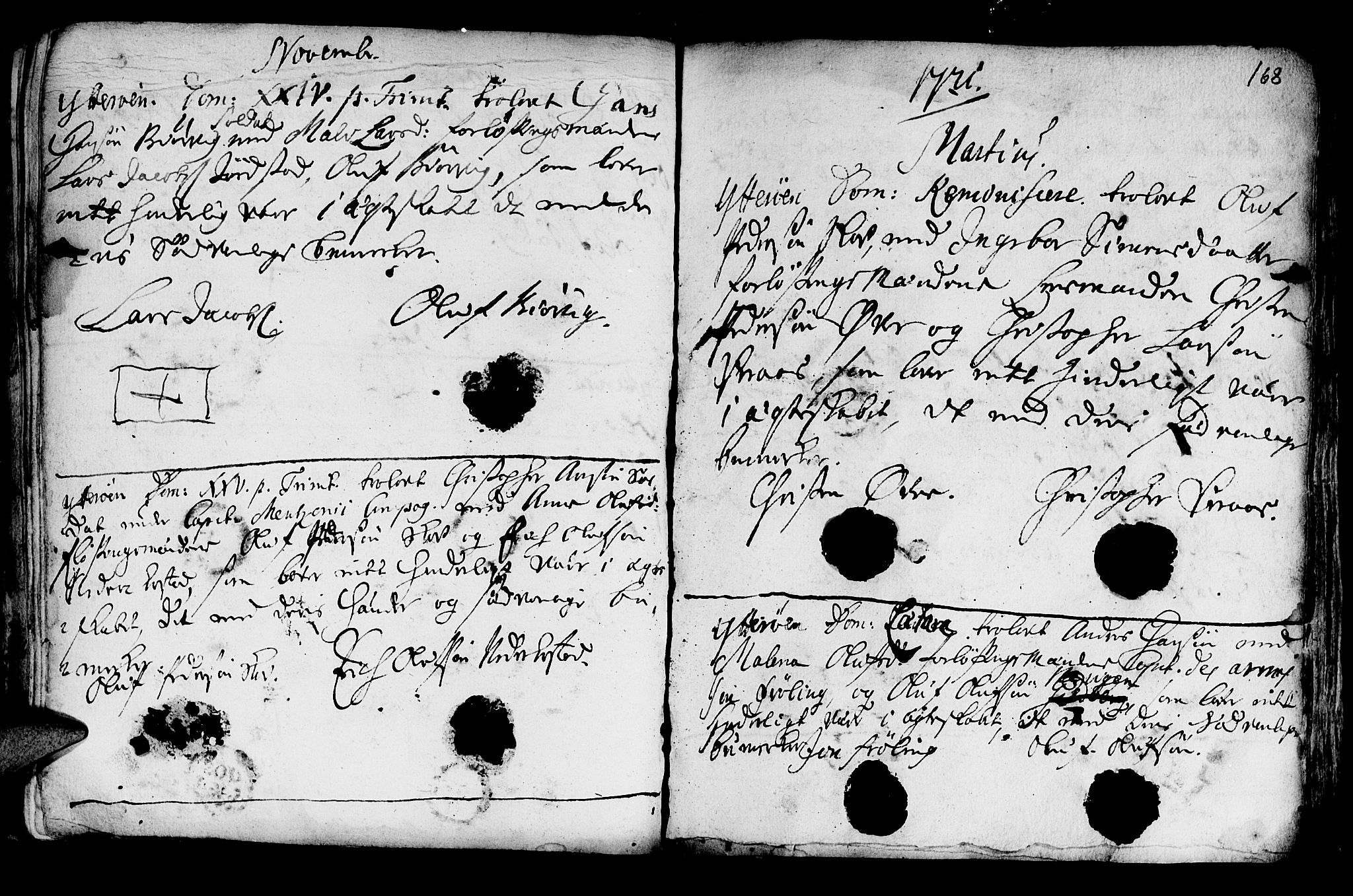 Ministerialprotokoller, klokkerbøker og fødselsregistre - Nord-Trøndelag, SAT/A-1458/722/L0215: Parish register (official) no. 722A02, 1718-1755, p. 168