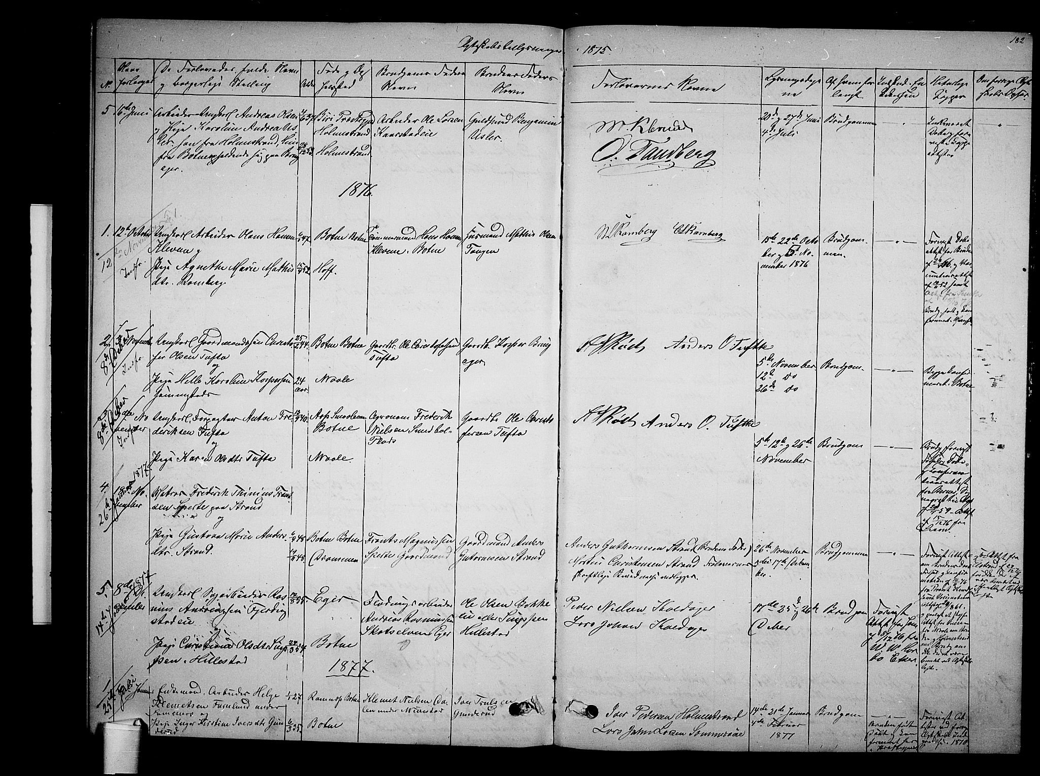 Botne kirkebøker, AV/SAKO-A-340/G/Ga/L0002: Parish register (copy) no. I 2, 1867-1880, p. 182