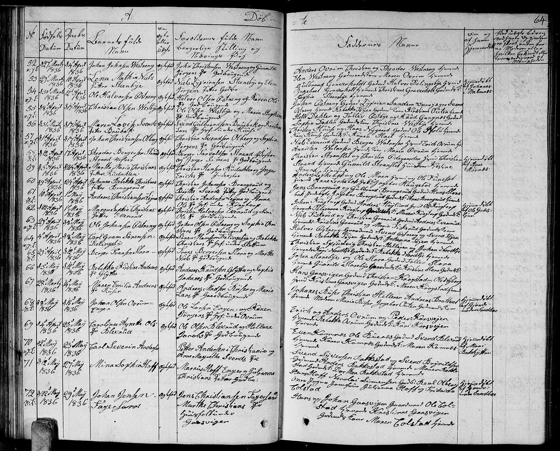 Høland prestekontor Kirkebøker, SAO/A-10346a/G/Ga/L0002: Parish register (copy) no. I 2, 1827-1845, p. 64