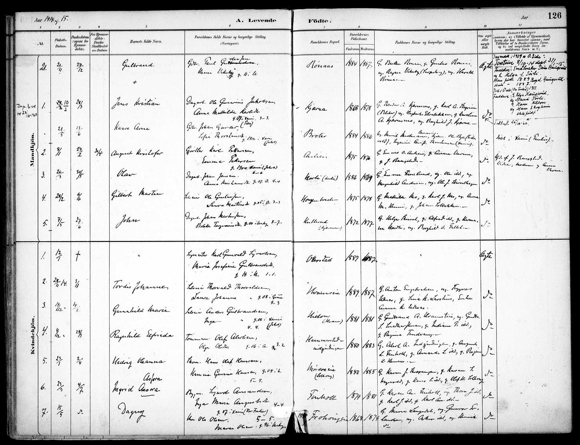 Nes prestekontor Kirkebøker, SAO/A-10410/F/Fc/L0002: Parish register (official) no. IIi 2, 1882-1916, p. 126
