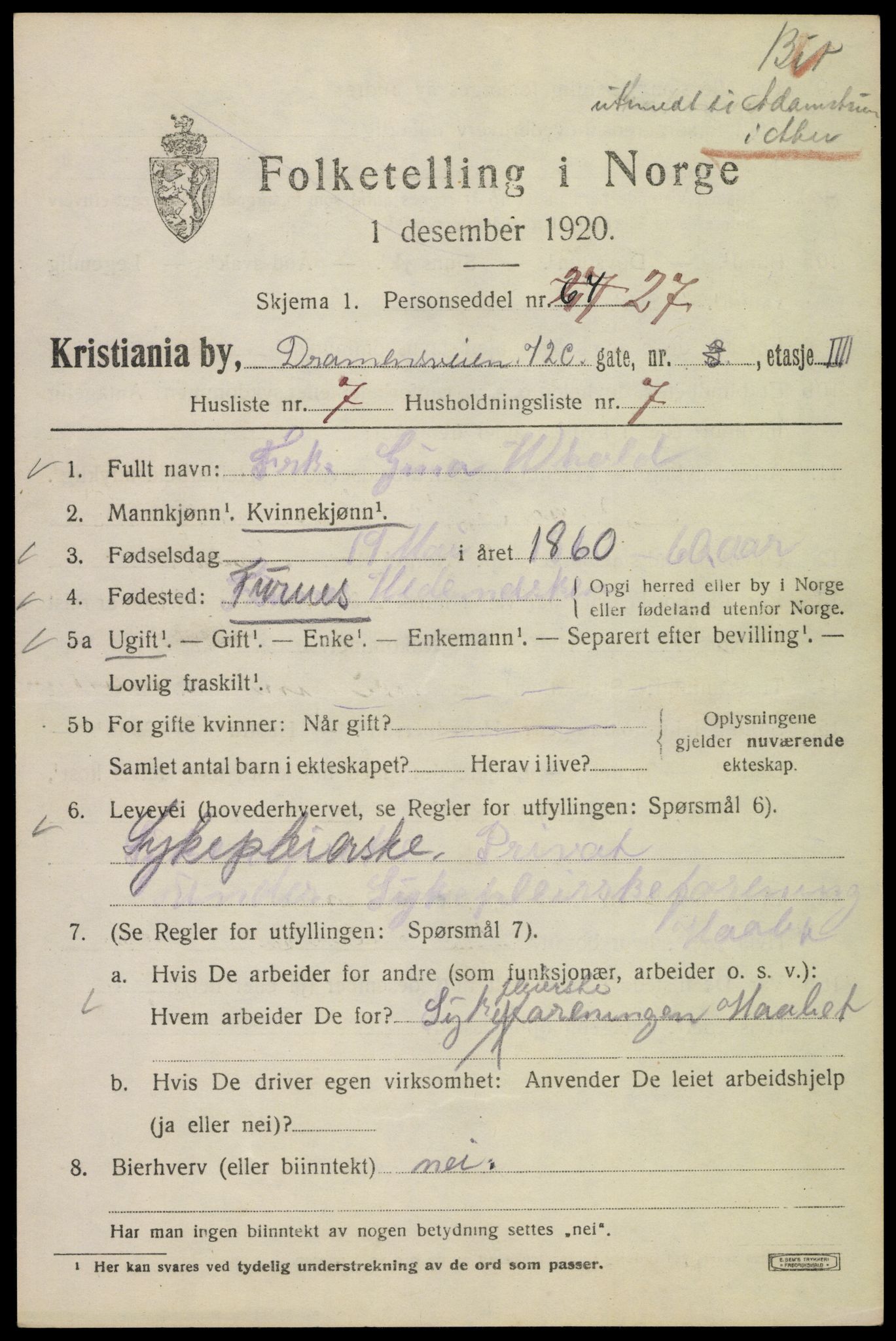 SAO, 1920 census for Kristiania, 1920, p. 202433
