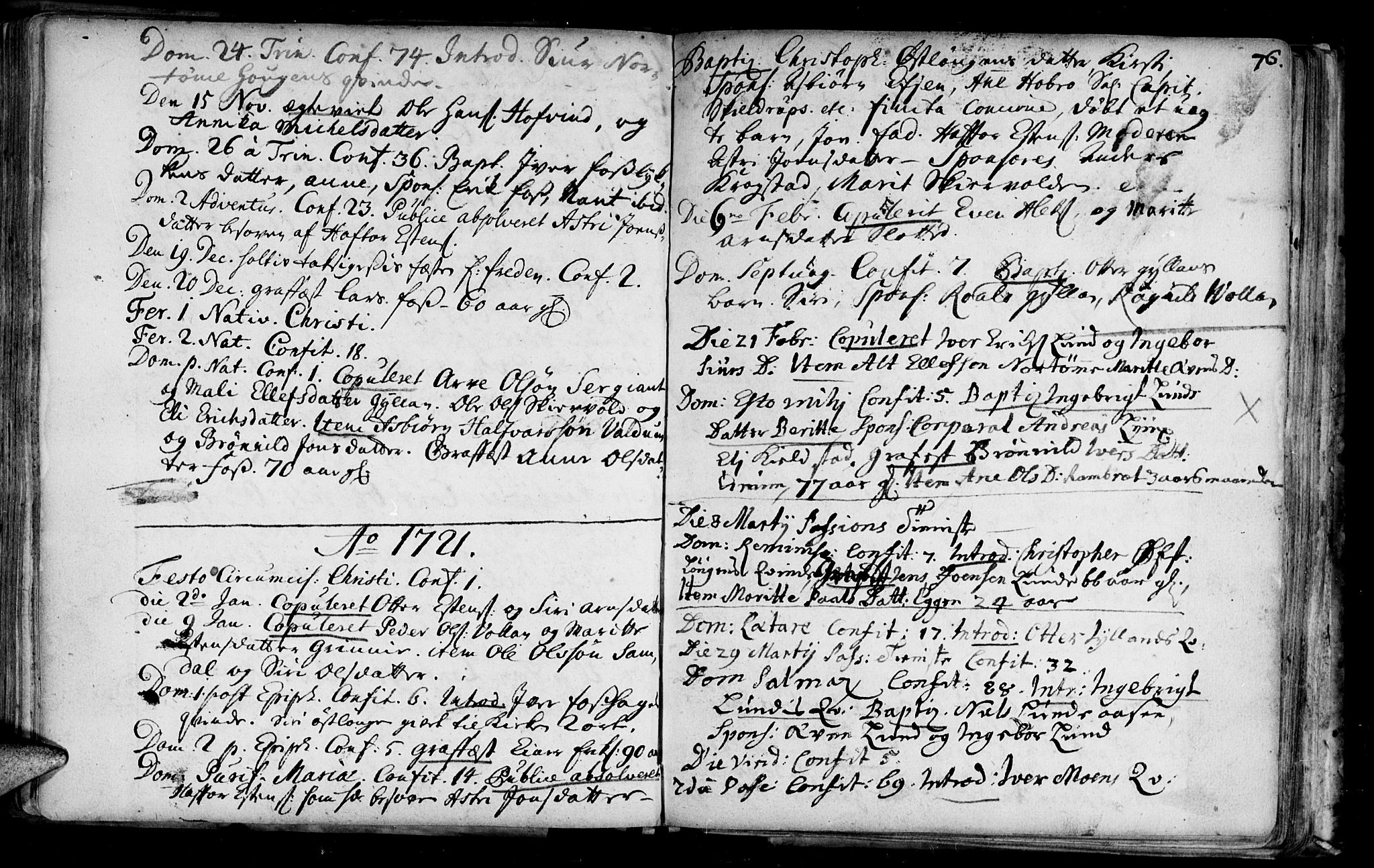 Ministerialprotokoller, klokkerbøker og fødselsregistre - Sør-Trøndelag, SAT/A-1456/692/L1101: Parish register (official) no. 692A01, 1690-1746, p. 76