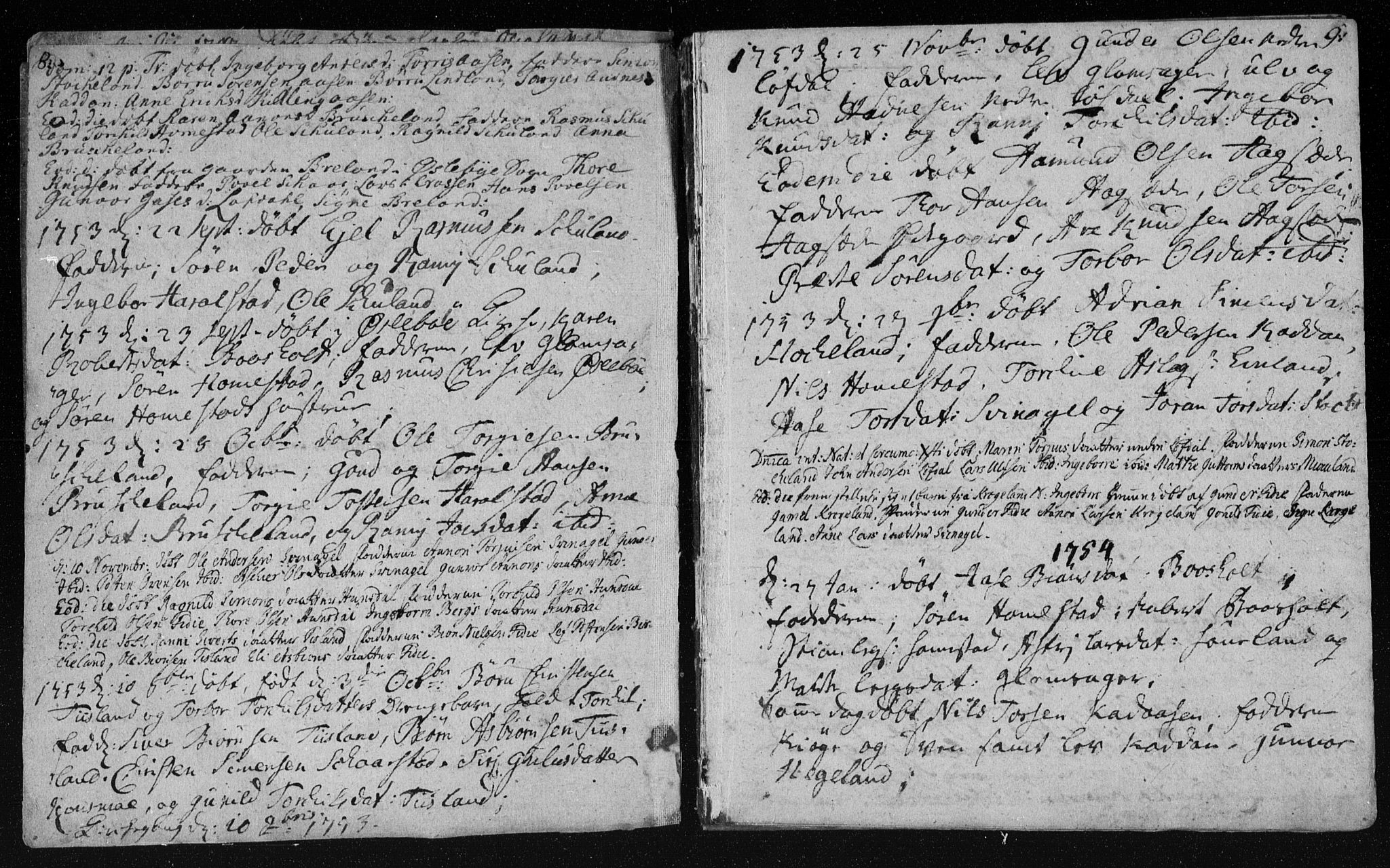 Holum sokneprestkontor, AV/SAK-1111-0022/F/Fa/Fab/L0003: Parish register (official) no. A 3, 1752-1774, p. 8-9