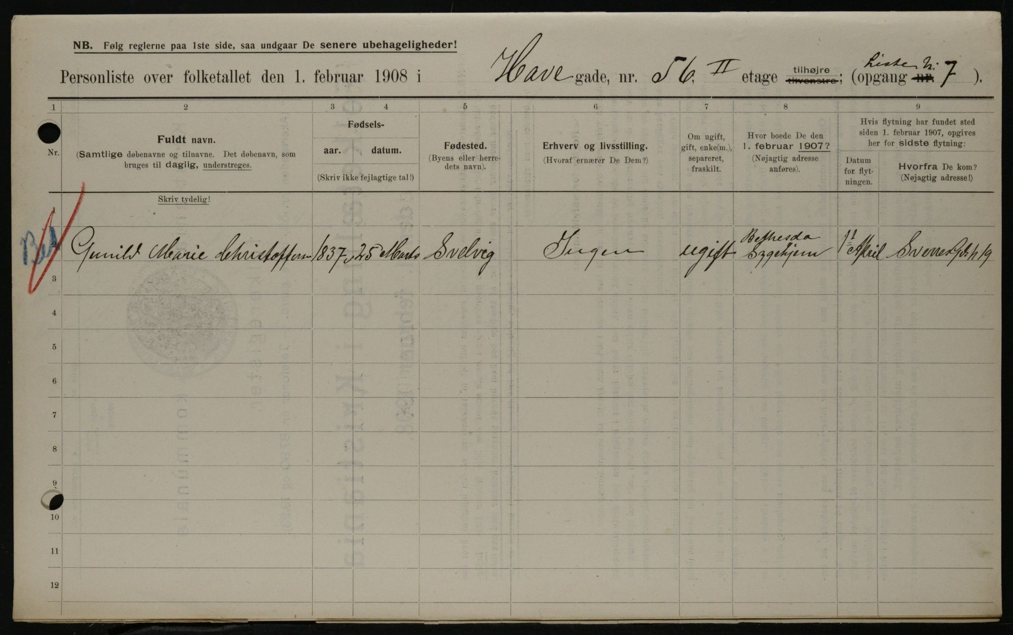 OBA, Municipal Census 1908 for Kristiania, 1908, p. 30709